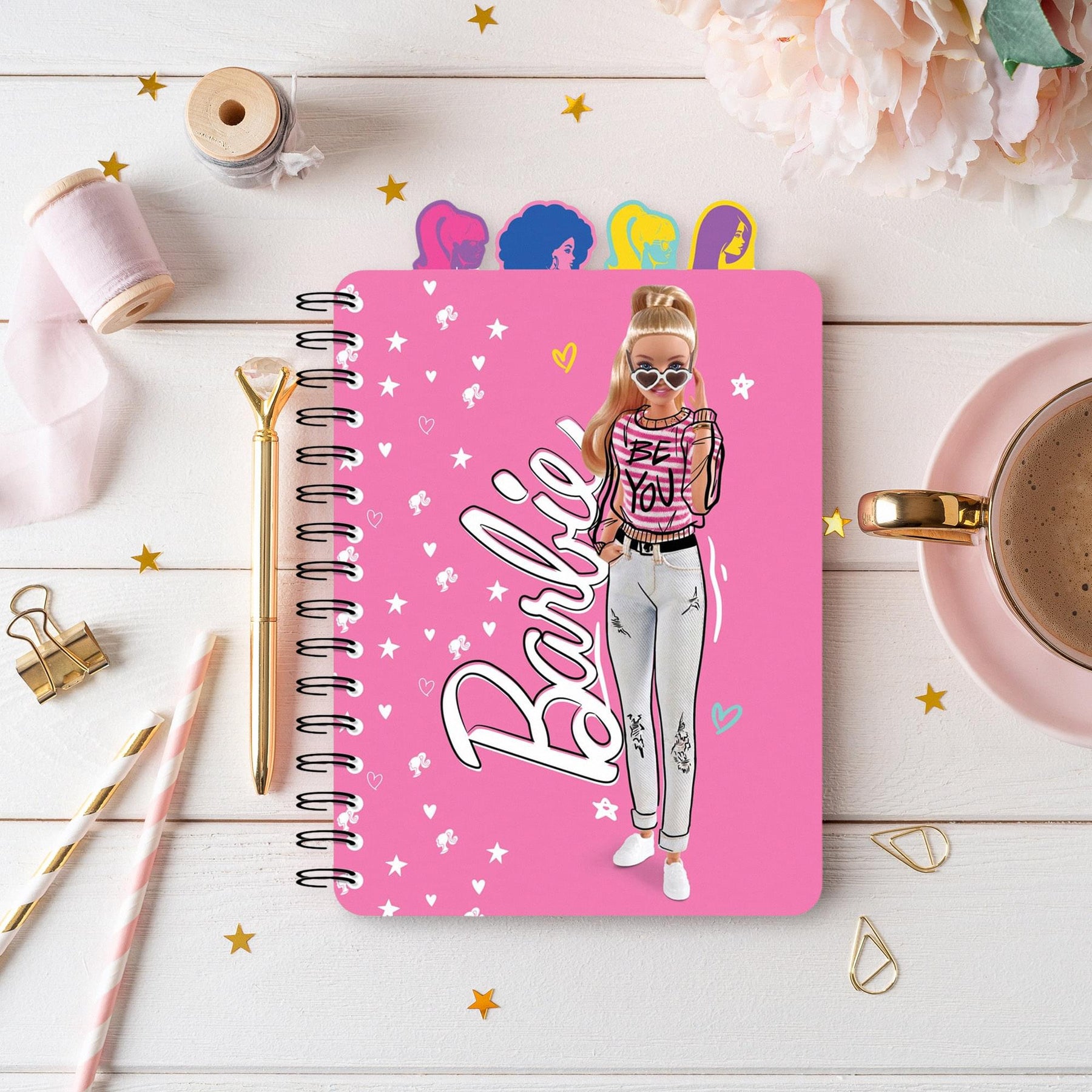 Barbie 4-Tab Spiral Notebook Journal | 9 x 6 Inches