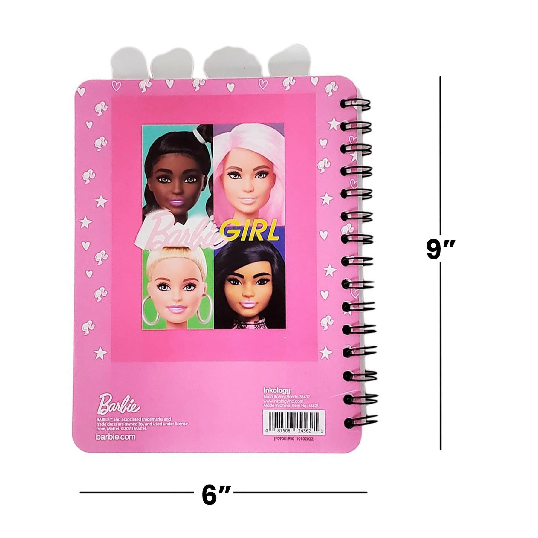 Barbie 4-Tab Spiral Notebook Journal | 9 x 6 Inches