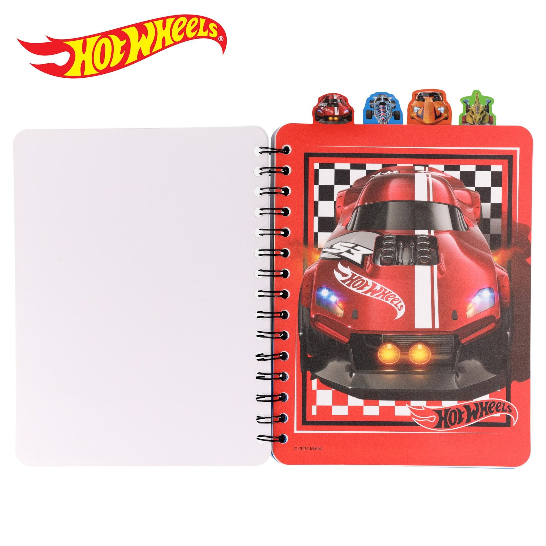 Hot Wheels 4-Tab Spiral Notebook With 160 Dotted Sheets | 6 x 9 Inches