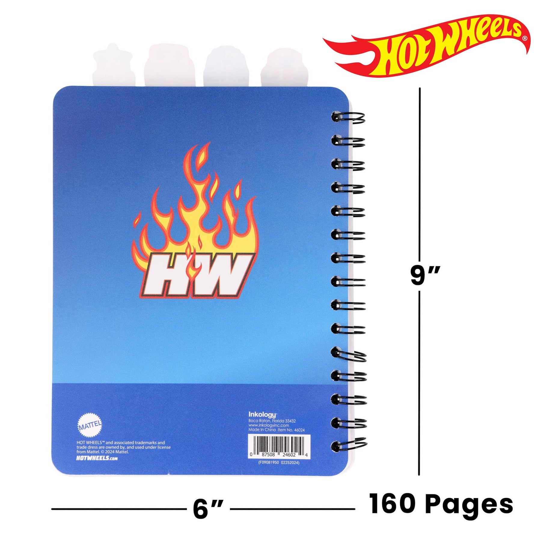 Hot Wheels 4-Tab Spiral Notebook With 160 Dotted Sheets | 6 x 9 Inches