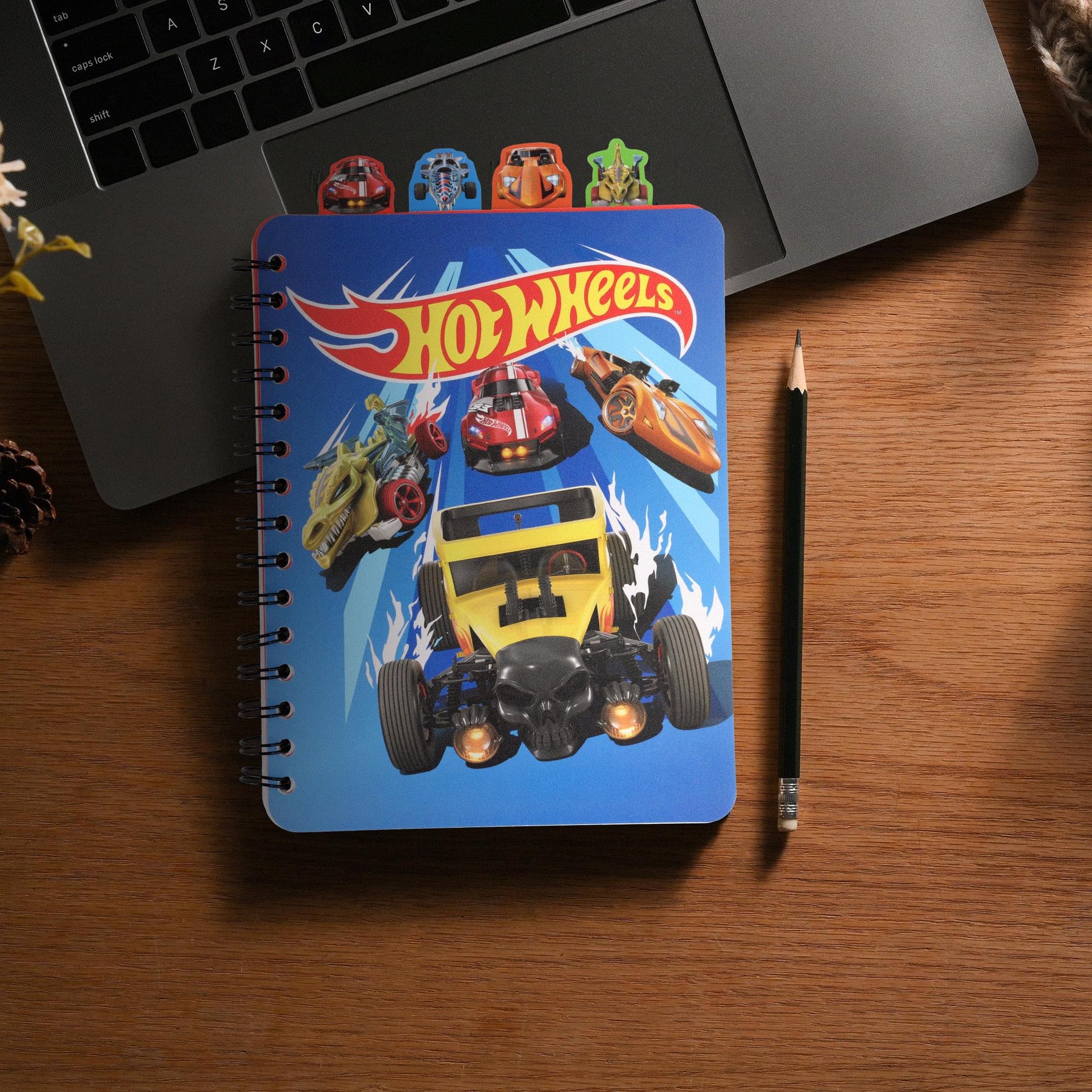 Hot Wheels 4-Tab Spiral Notebook With 160 Dotted Sheets | 6 x 9 Inches