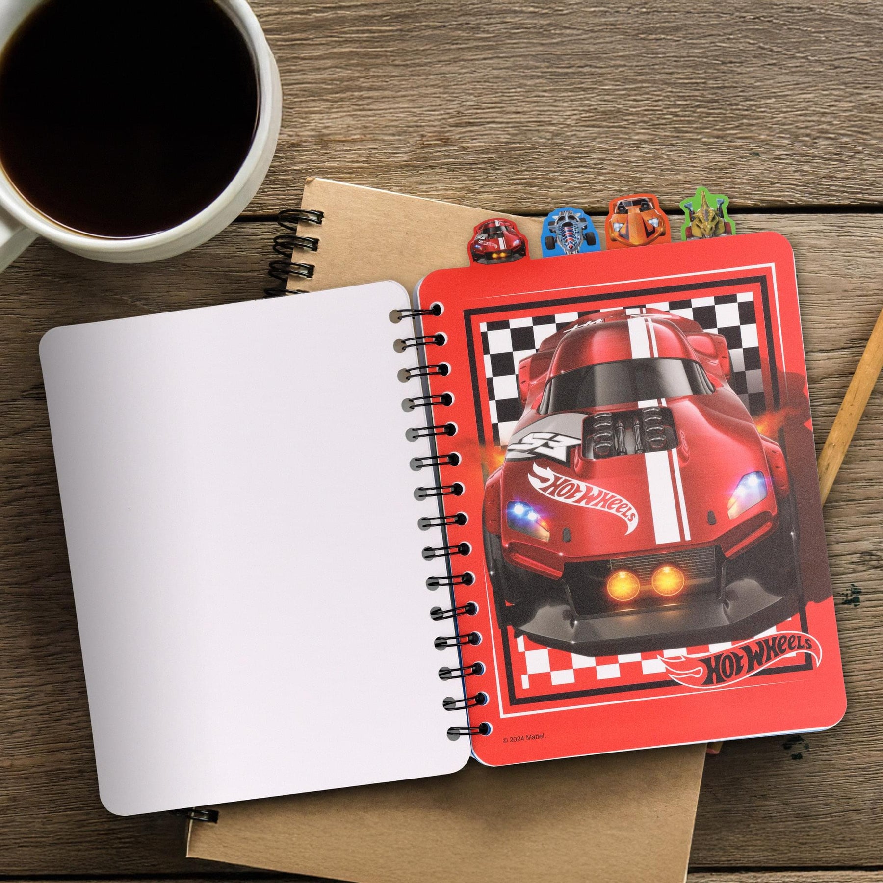 Hot Wheels 4-Tab Spiral Notebook With 160 Dotted Sheets | 6 x 9 Inches