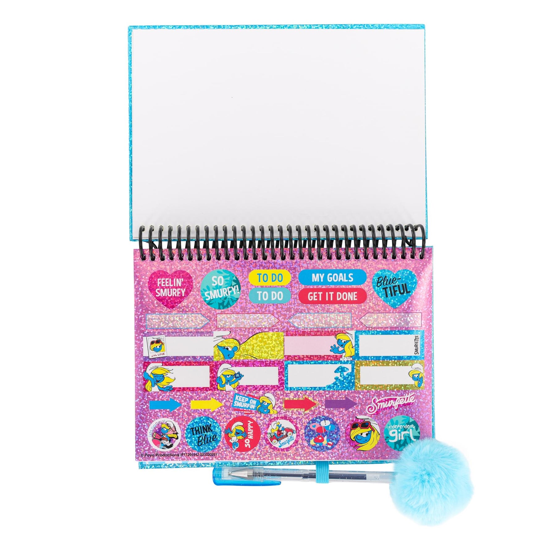 The Smurfs Smurfette Spiral Notebook With Gel Pen and Stickers