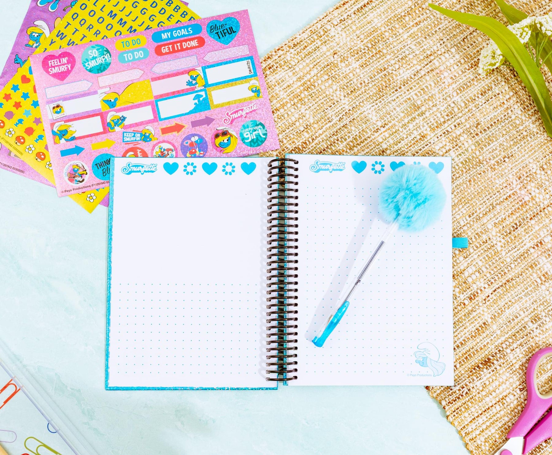 The Smurfs Smurfette Spiral Notebook With Gel Pen and Stickers