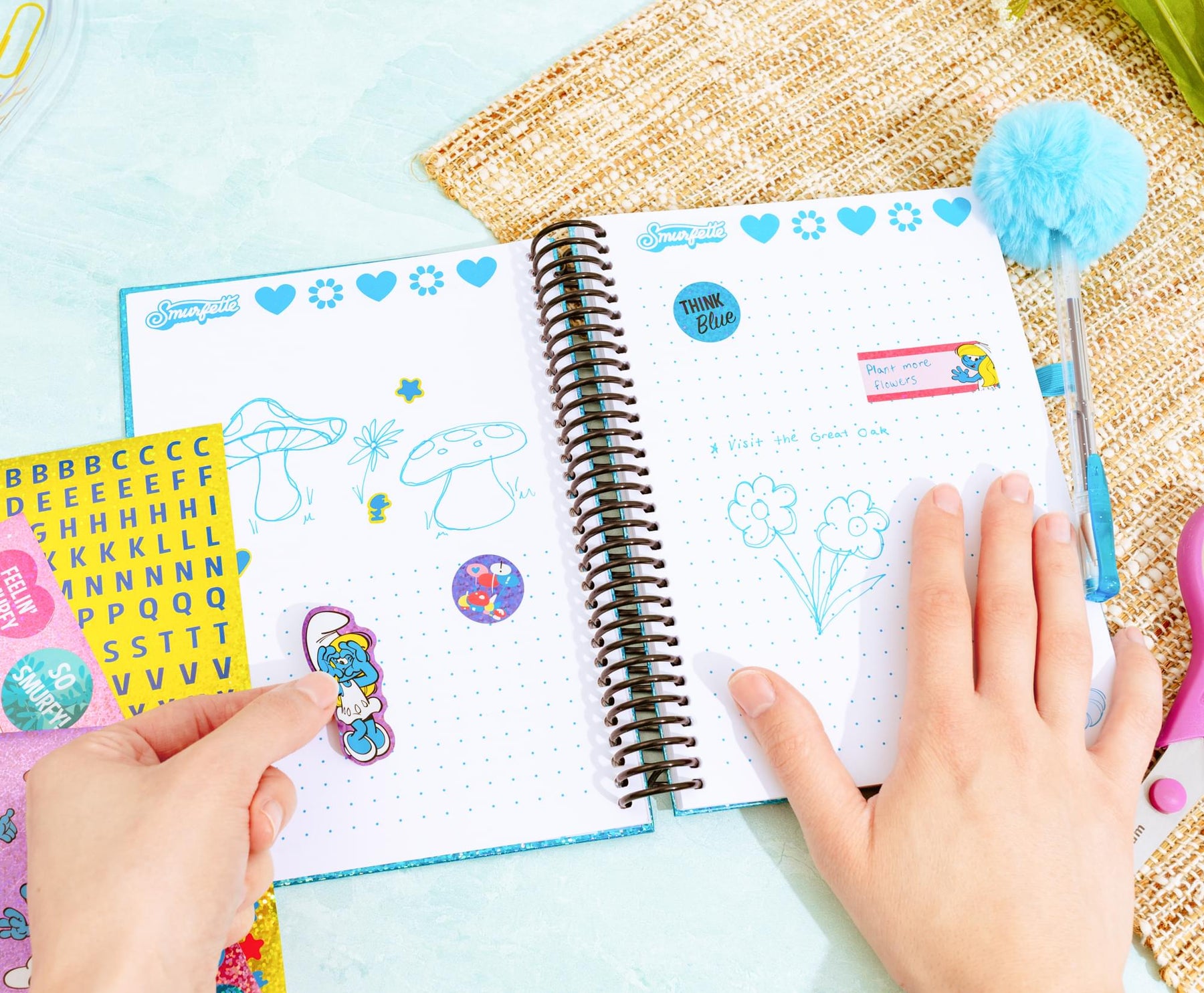 The Smurfs Smurfette Spiral Notebook With Gel Pen and Stickers