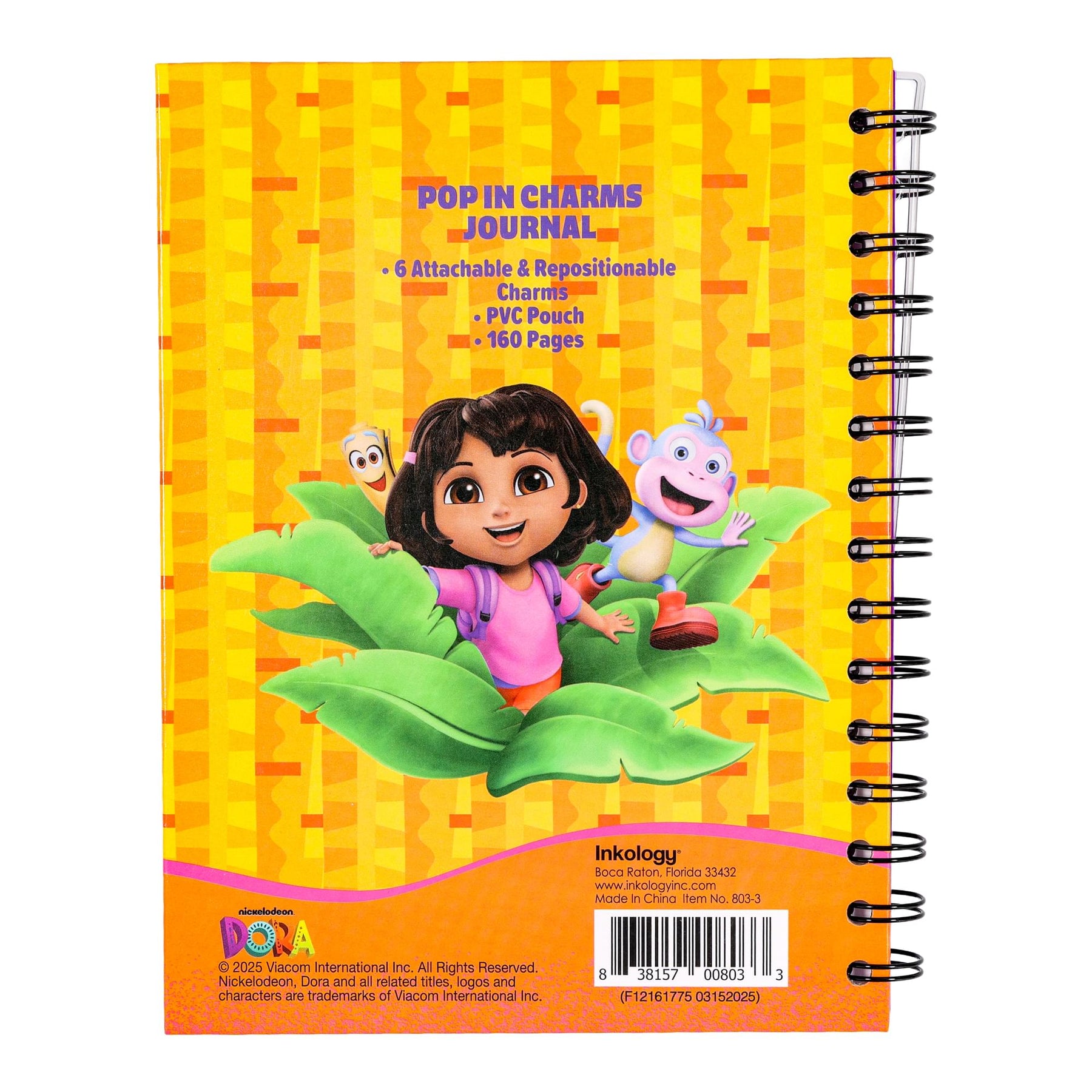 Nickelodeon Dora The Explorer Notebook With Pop Charms and 160 Dotted Sheets