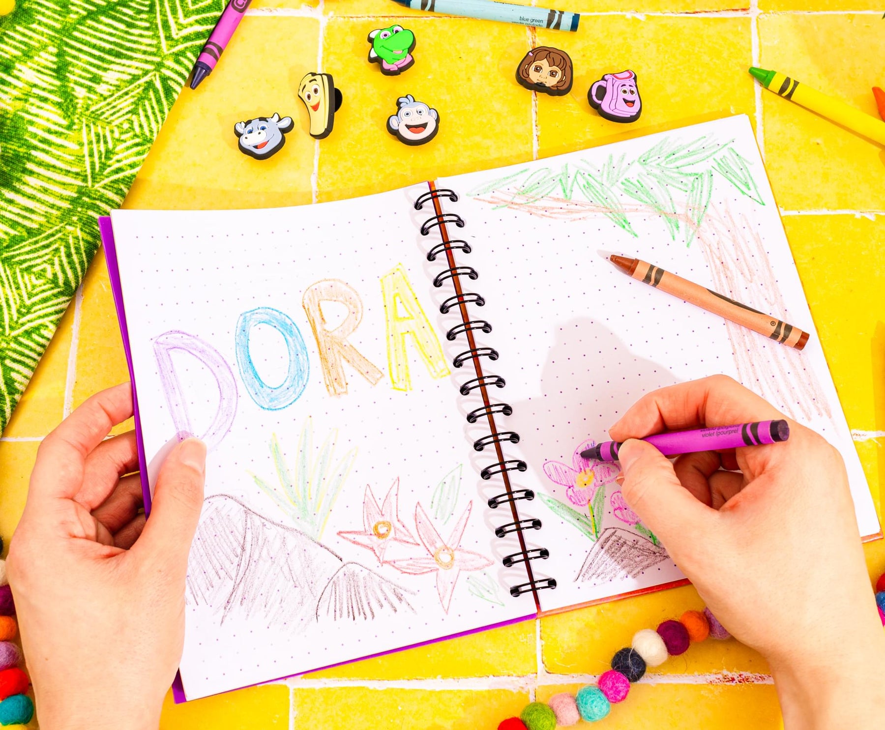 Nickelodeon Dora The Explorer Notebook With Pop Charms and 160 Dotted Sheets