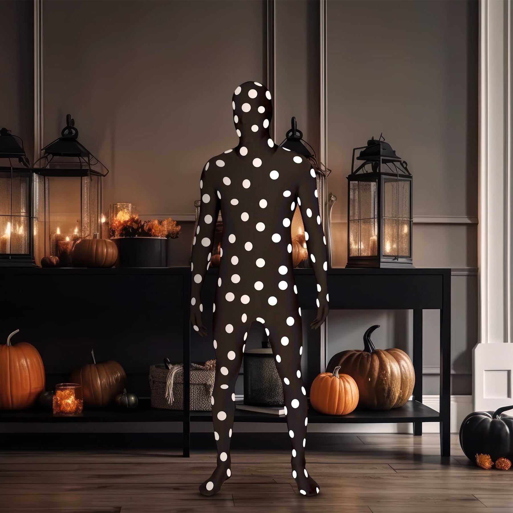 Black and White Spotted Adult Costume Morphsuit