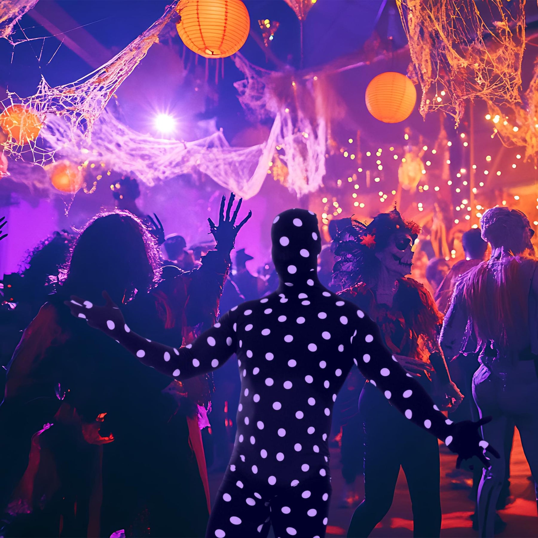 Black and White Spotted Adult Costume Morphsuit