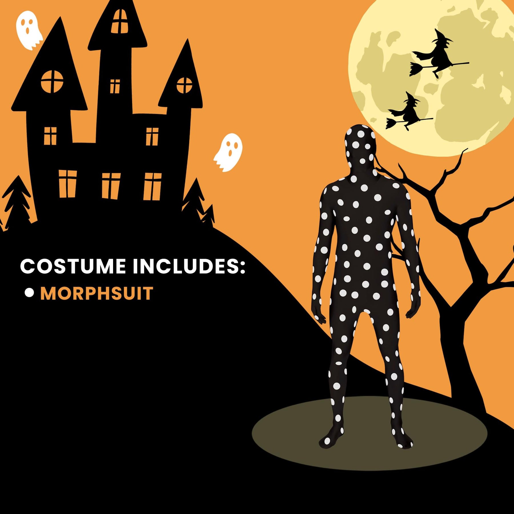 Black and White Spotted Adult Costume Morphsuit