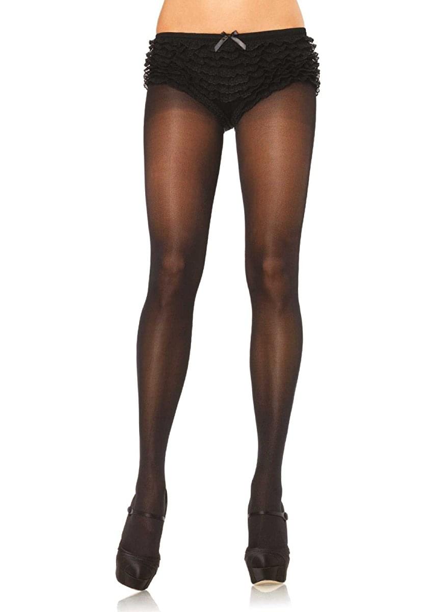 Opaque Sheer Waist Women's Costume Tights, Black