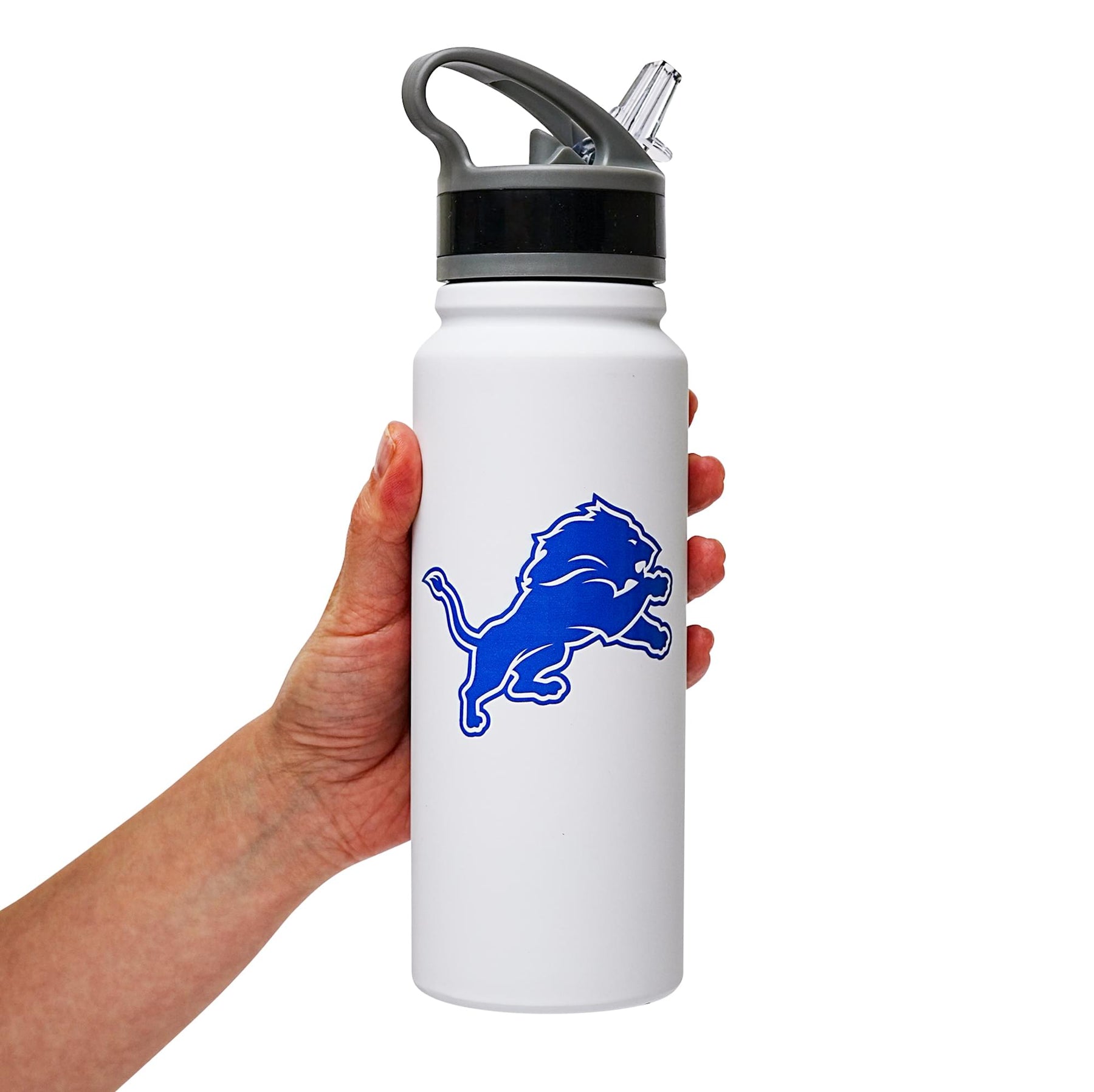 Detroit Lions Logo 25-Ounce Stainless Steel Flip-Top NFL Water Bottle