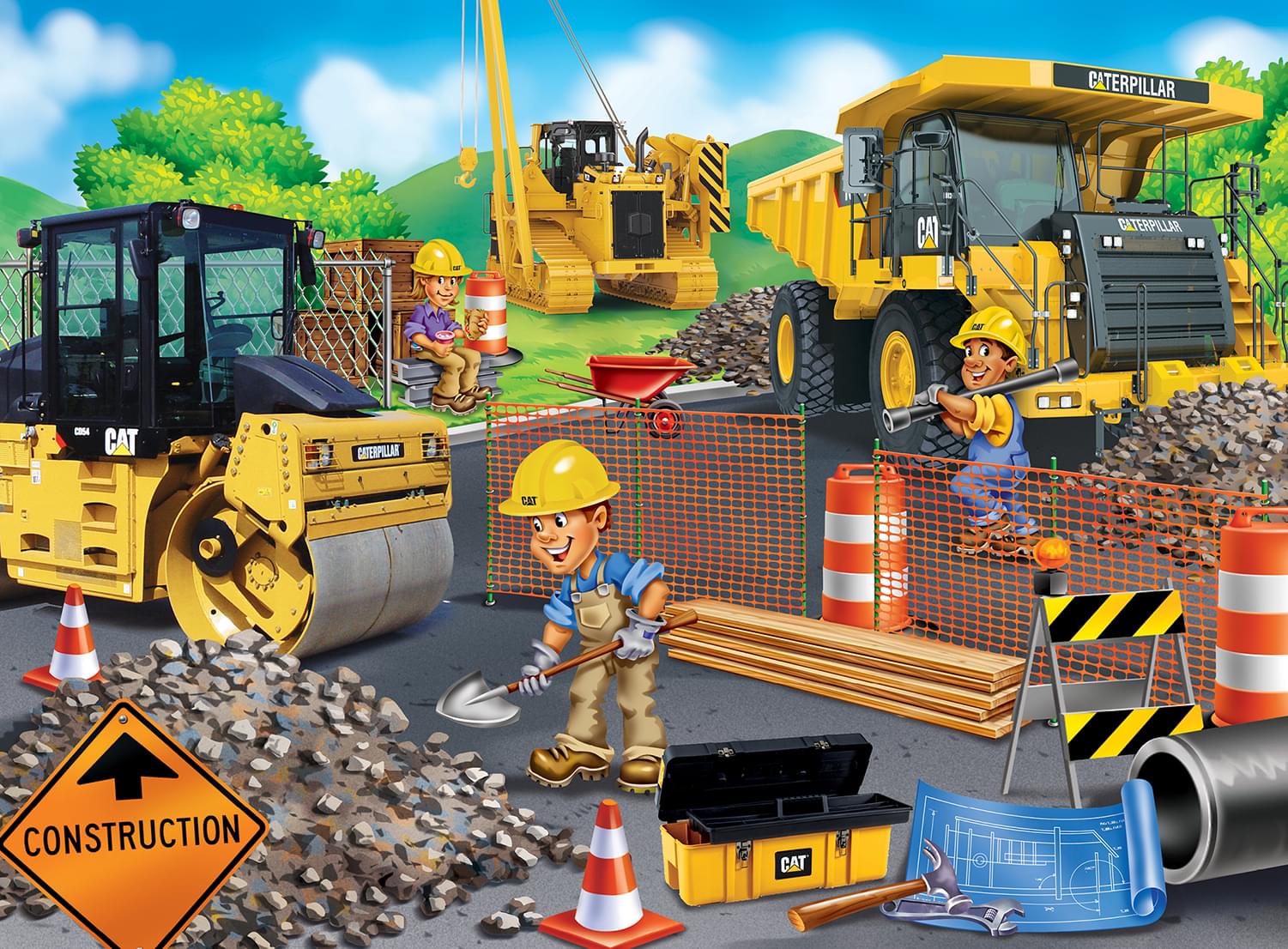 Caterpillar Parking Lot 60 Piece Jigsaw Puzzle