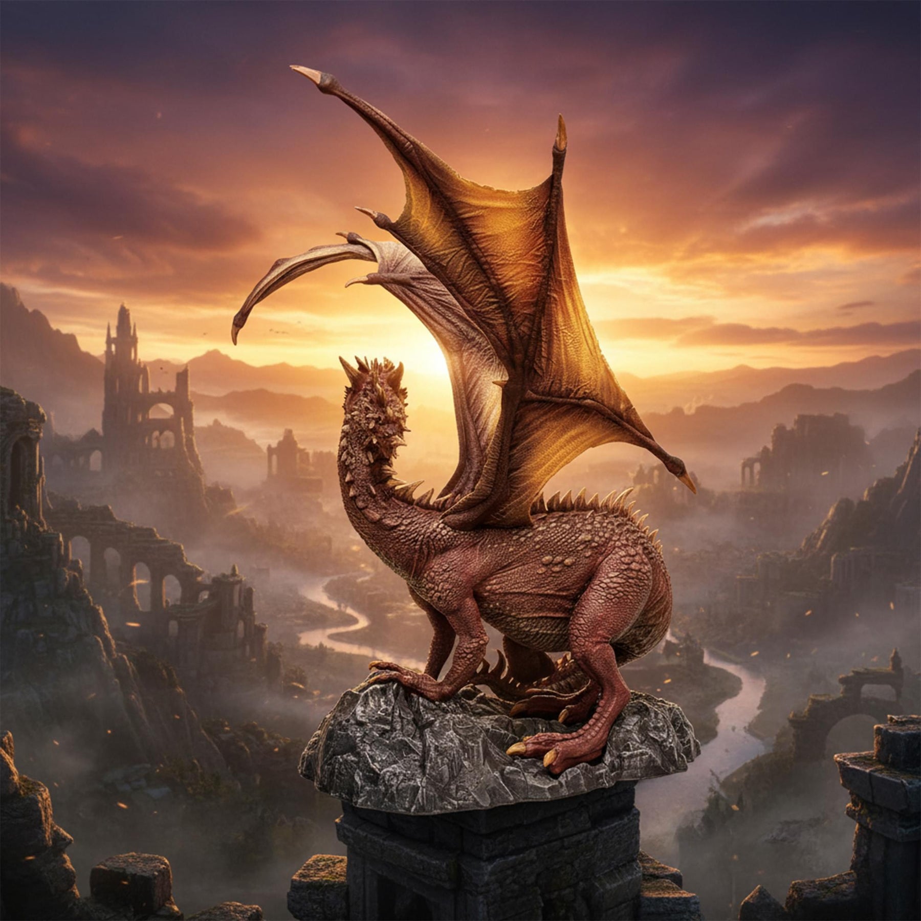 McFarlane Toys Dragons 14 Inch Mythical Eternal Clan Dragon Resin Figurine