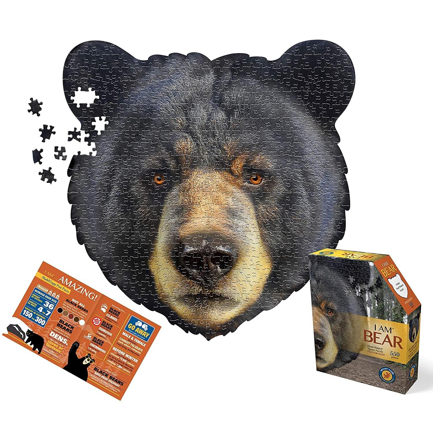 I AM Bear 550 Piece Animal Head-Shaped Jigsaw Puzzle