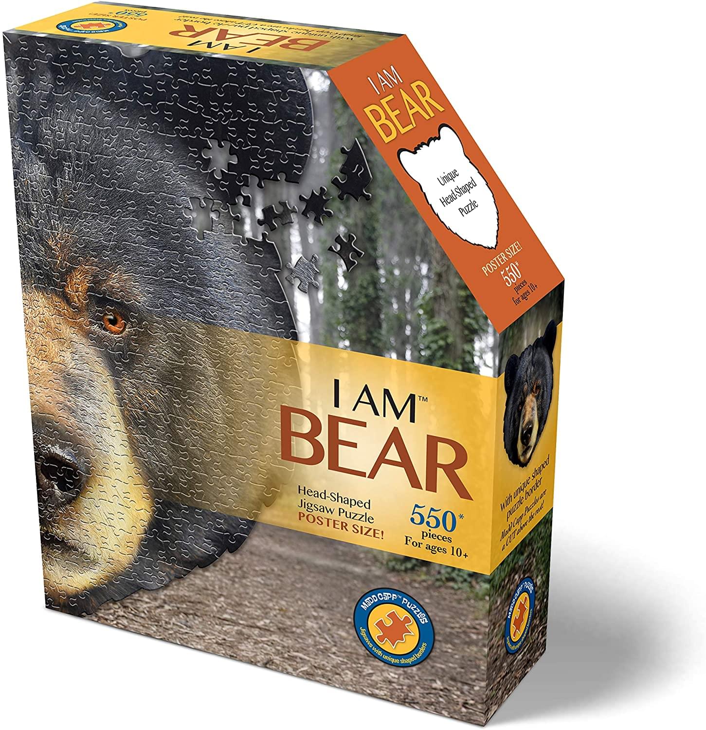 I AM Bear 550 Piece Animal Head-Shaped Jigsaw Puzzle