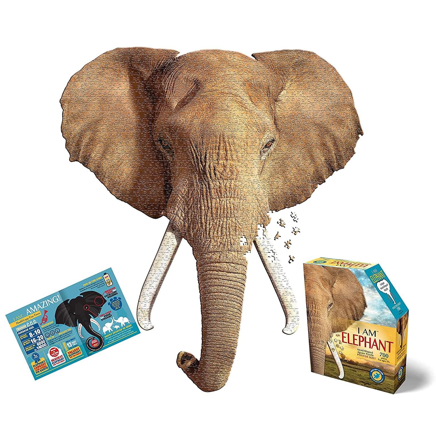 I AM Elephant 700 Piece Animal Head-Shaped Jigsaw Puzzle