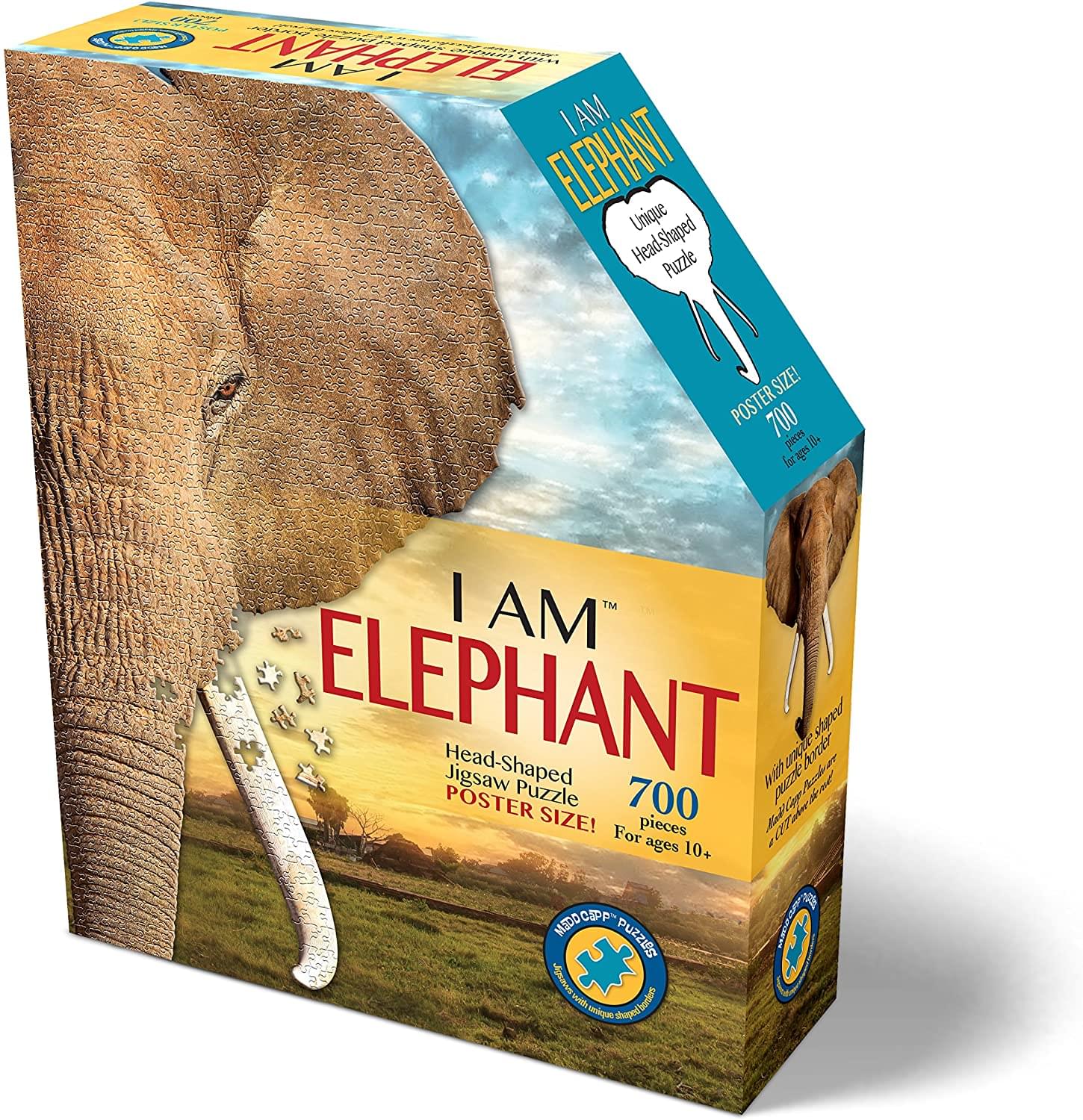 I AM Elephant 700 Piece Animal Head-Shaped Jigsaw Puzzle