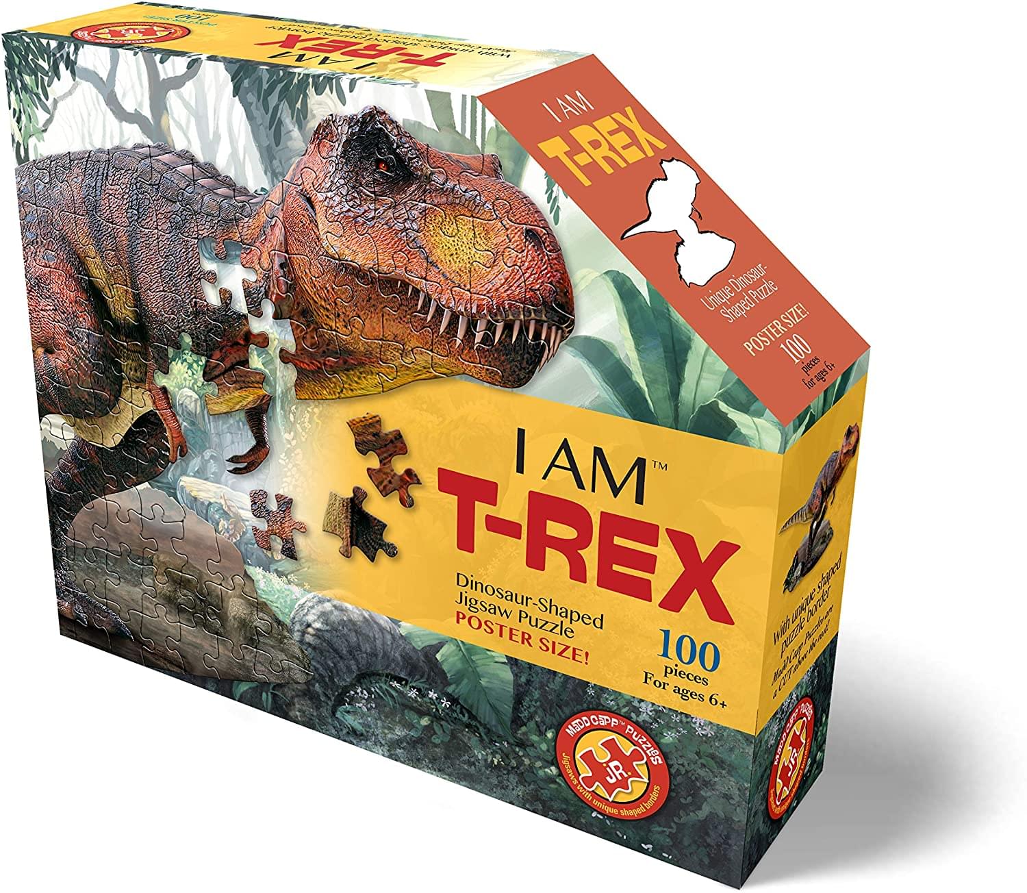 I AM T-Rex 100 Piece Animal Head-Shaped Jigsaw Puzzle