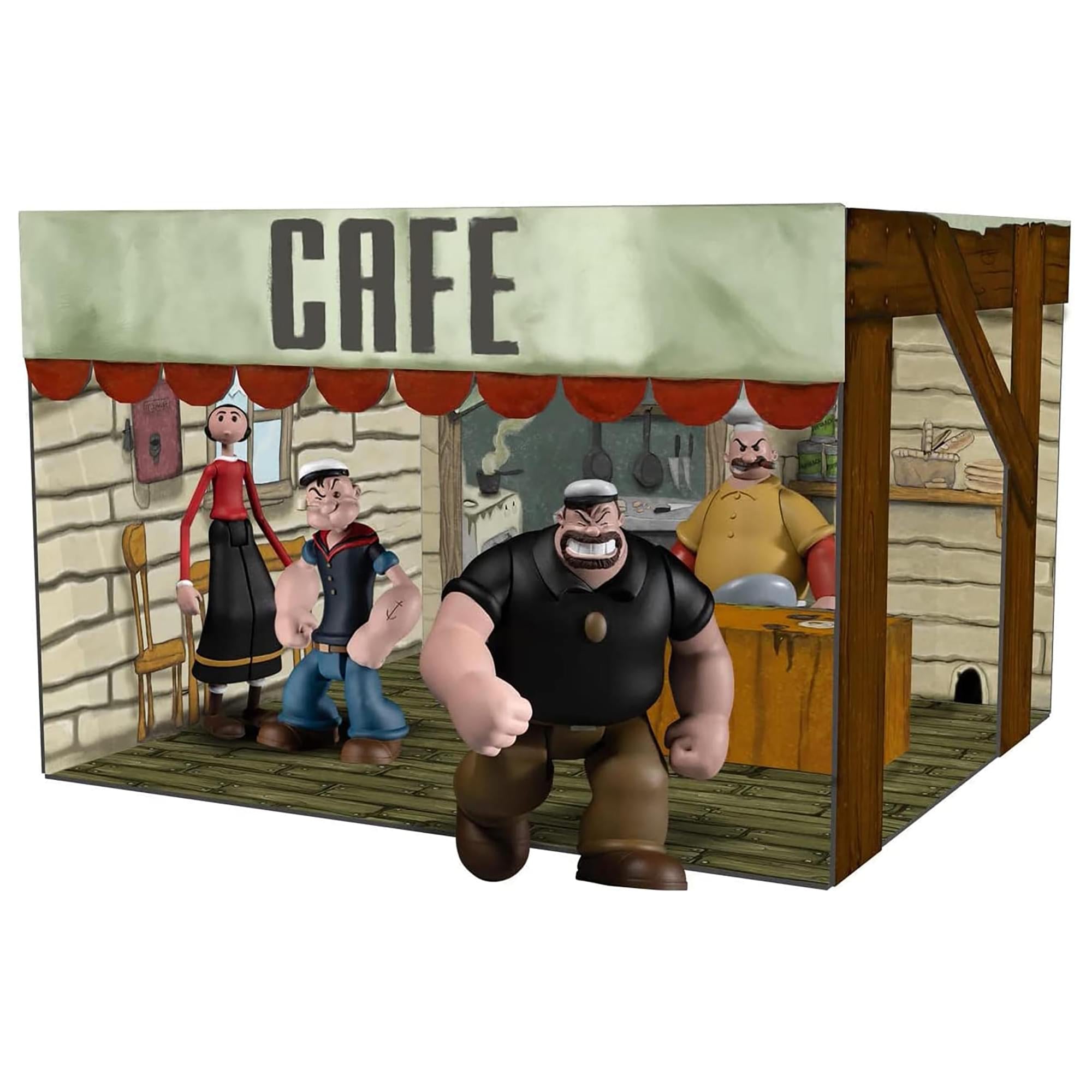 Popeye - Mezco 5 Points - Set Deluxe de 4 figurines avec diorama Rough House's Café