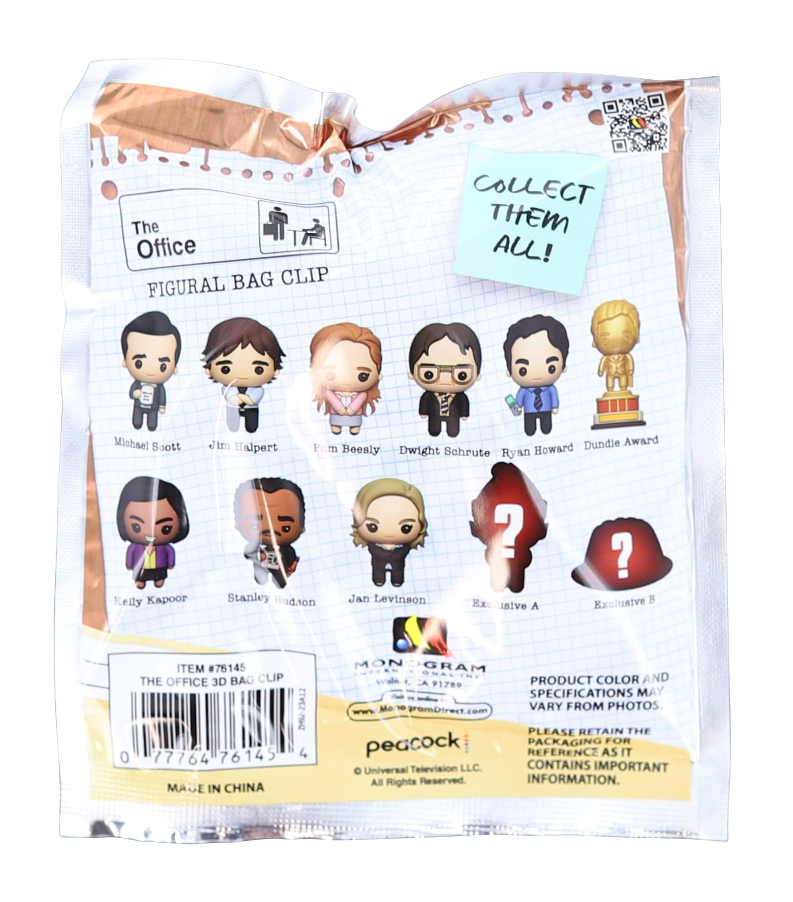 The Office 3D Foam Bag Clip | 1 Random