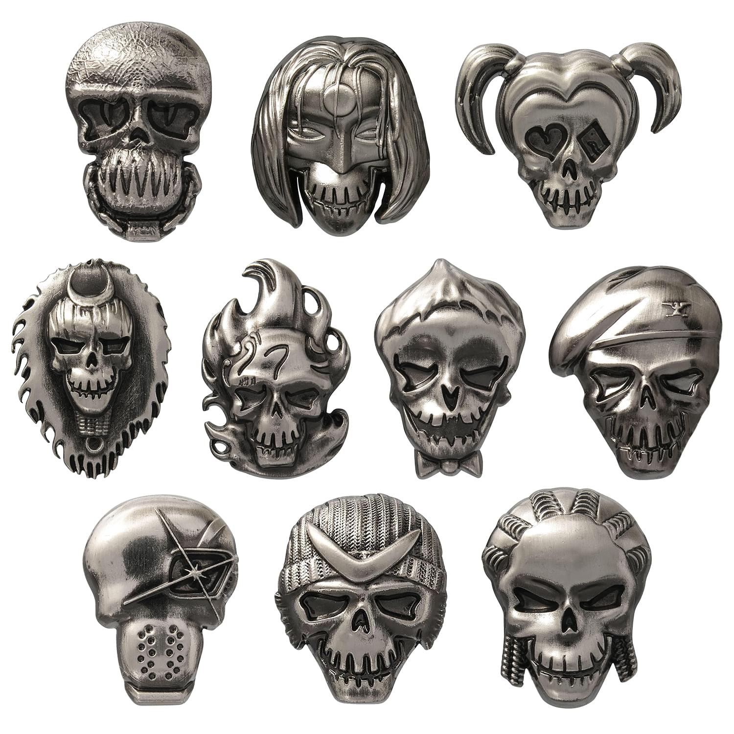 DC Comics Suicide Squad Pewter Lapel Pins | Set of 10