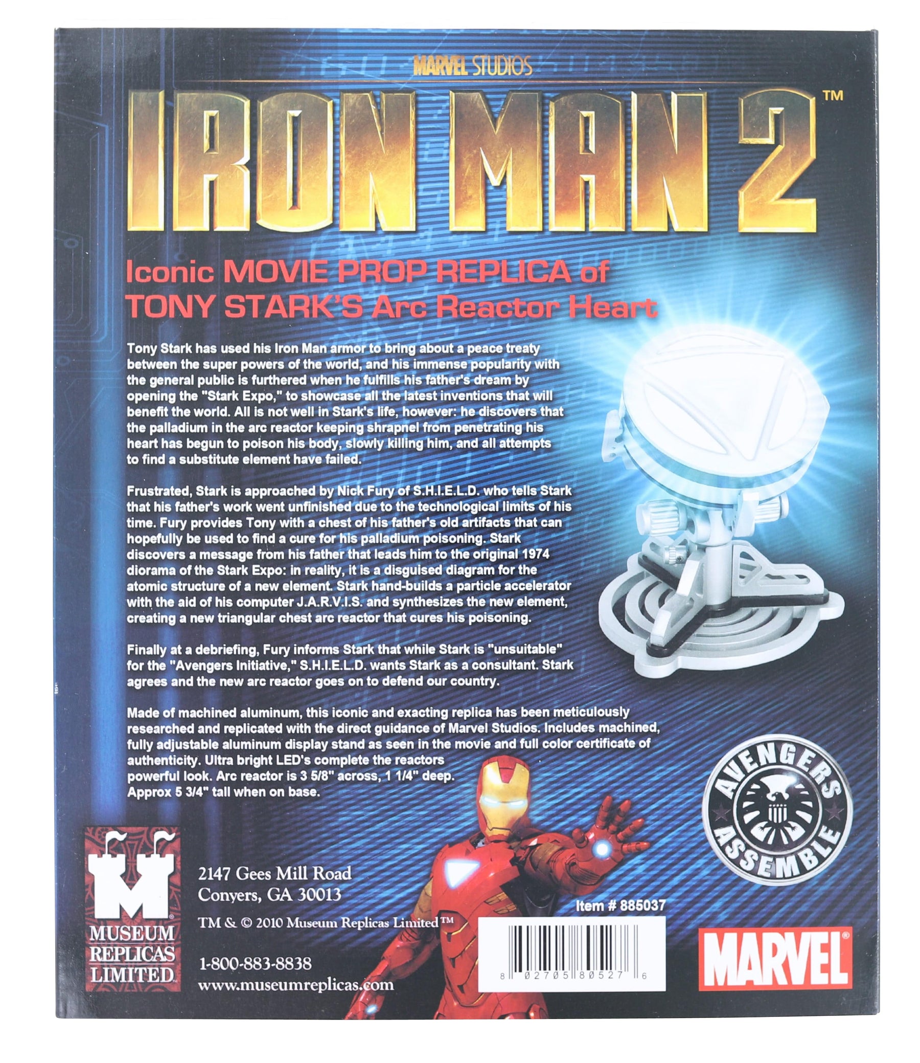 Marvel Iron Man 2 Silver Arc Reactor Movie Prop Replica