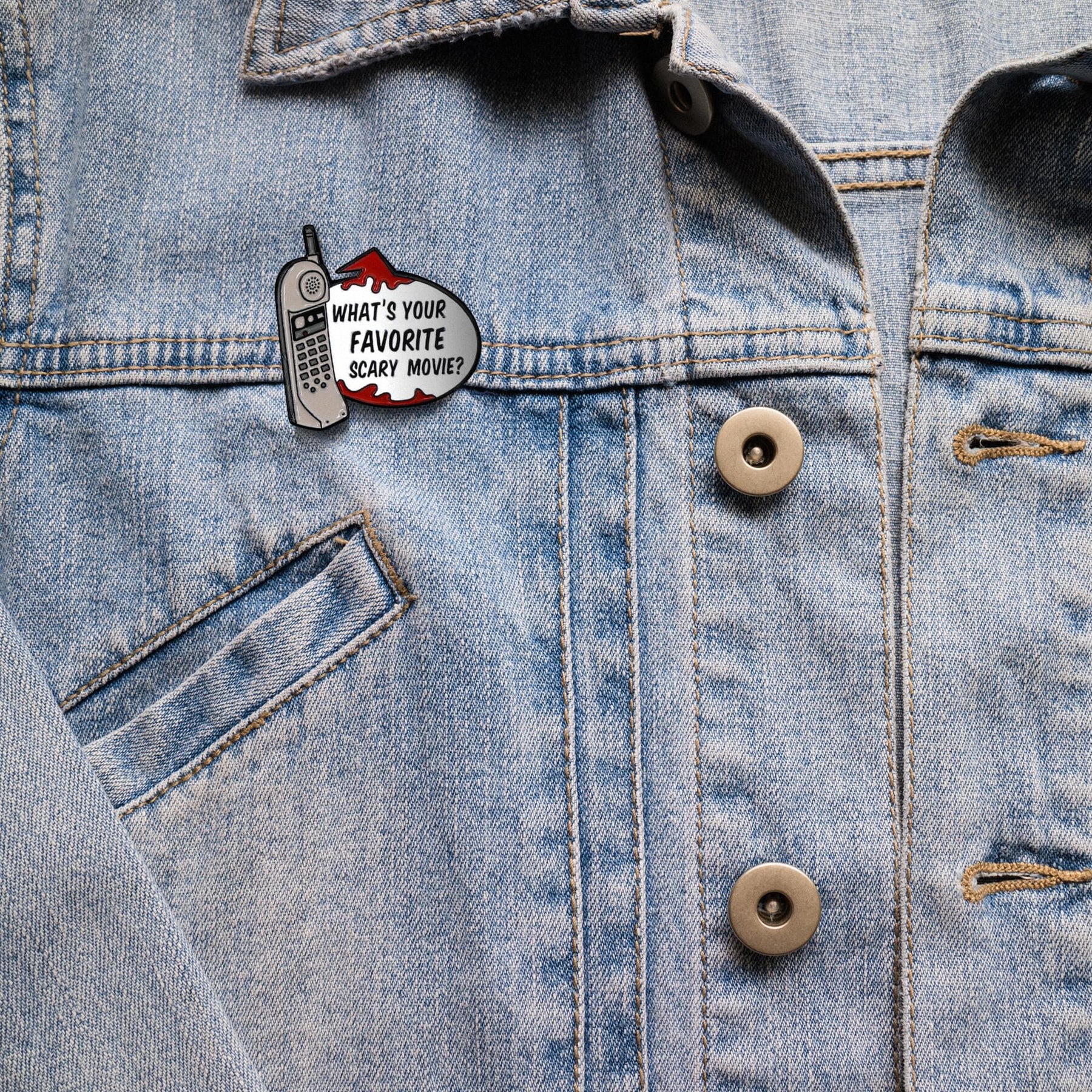 Scream Phone "What's Your Favorite Scary Movie?" Enamel Collector Pin
