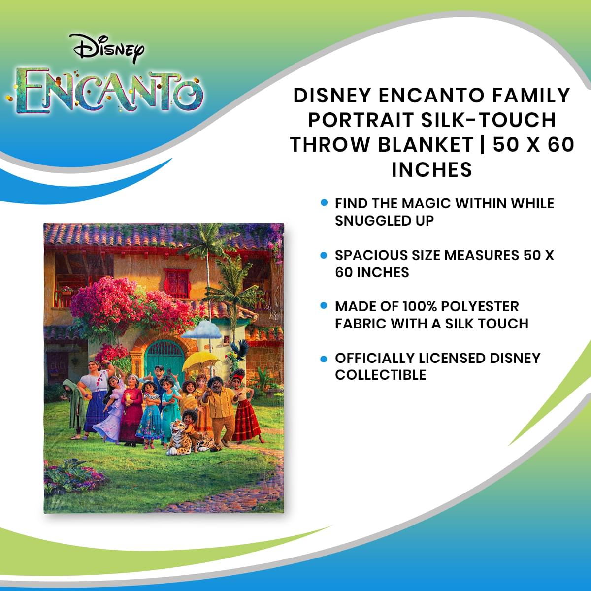 Disney Encanto Family Portrait Silk-Touch Throw Blanket | 50 x 60 Inches