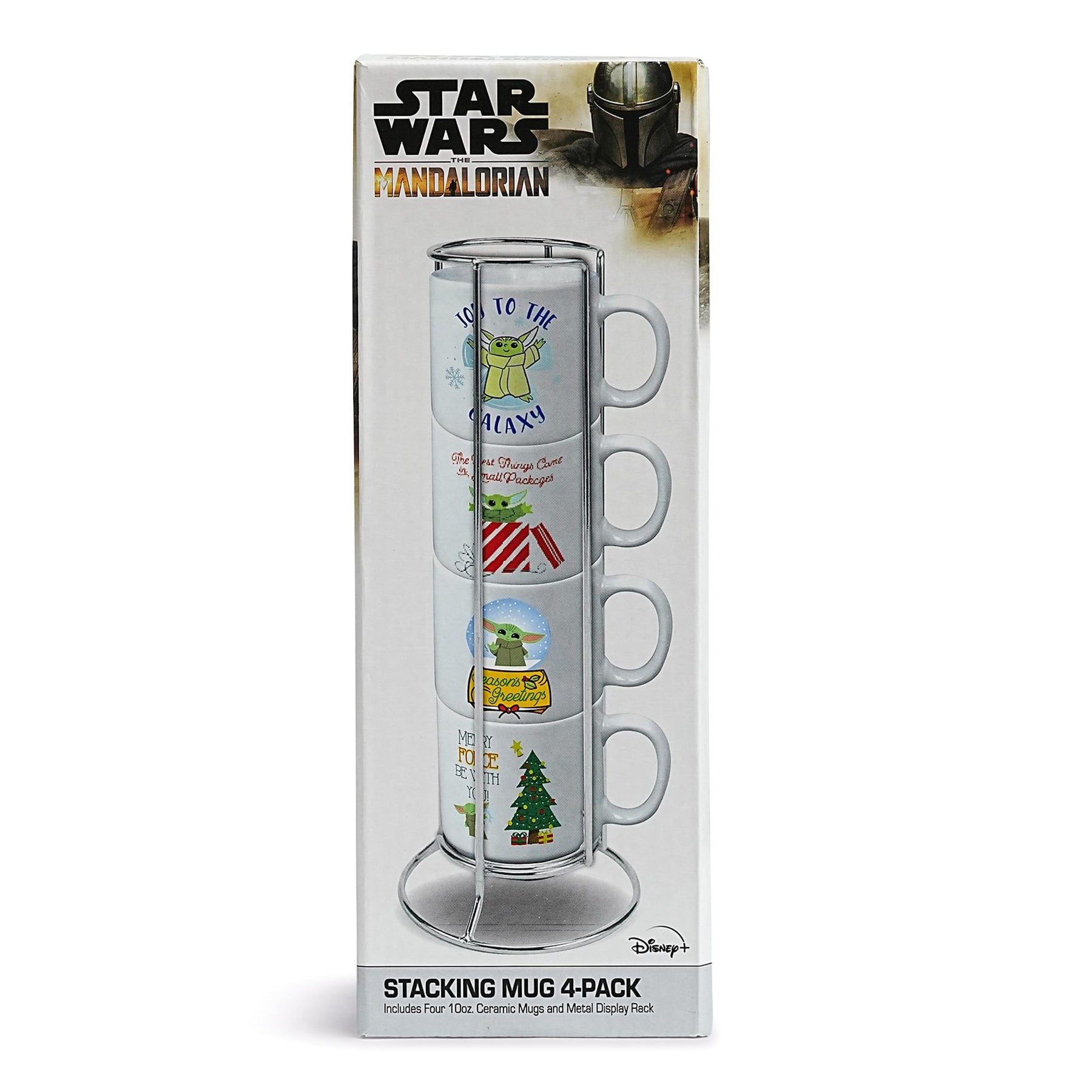 Star Wars Grogu Holiday Cuteness 4-Piece 10oz Stackable Ceramic Mug Set