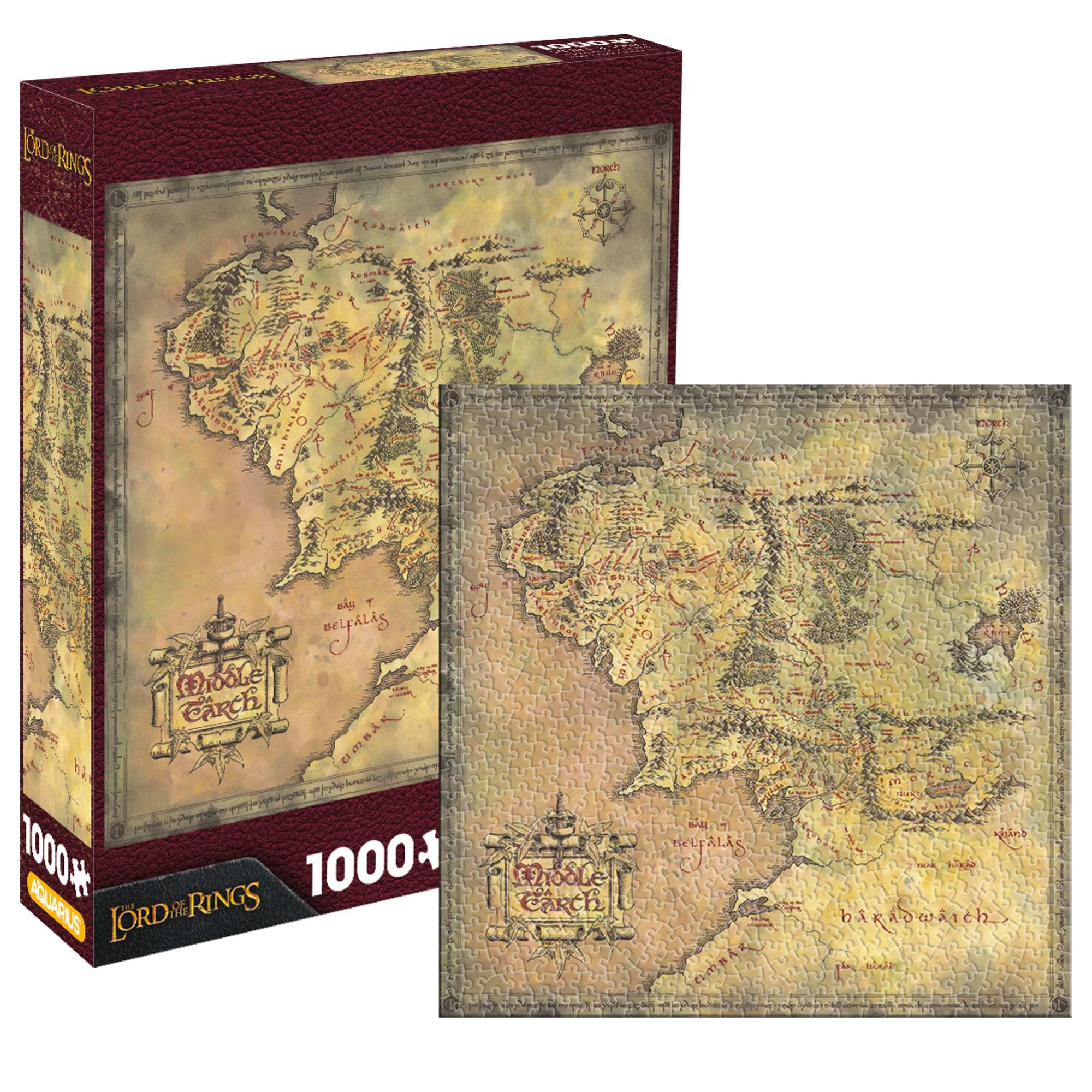 Lord of the Rings Middle-earth Map 1000-Piece Jigsaw Puzzle | Free Shi