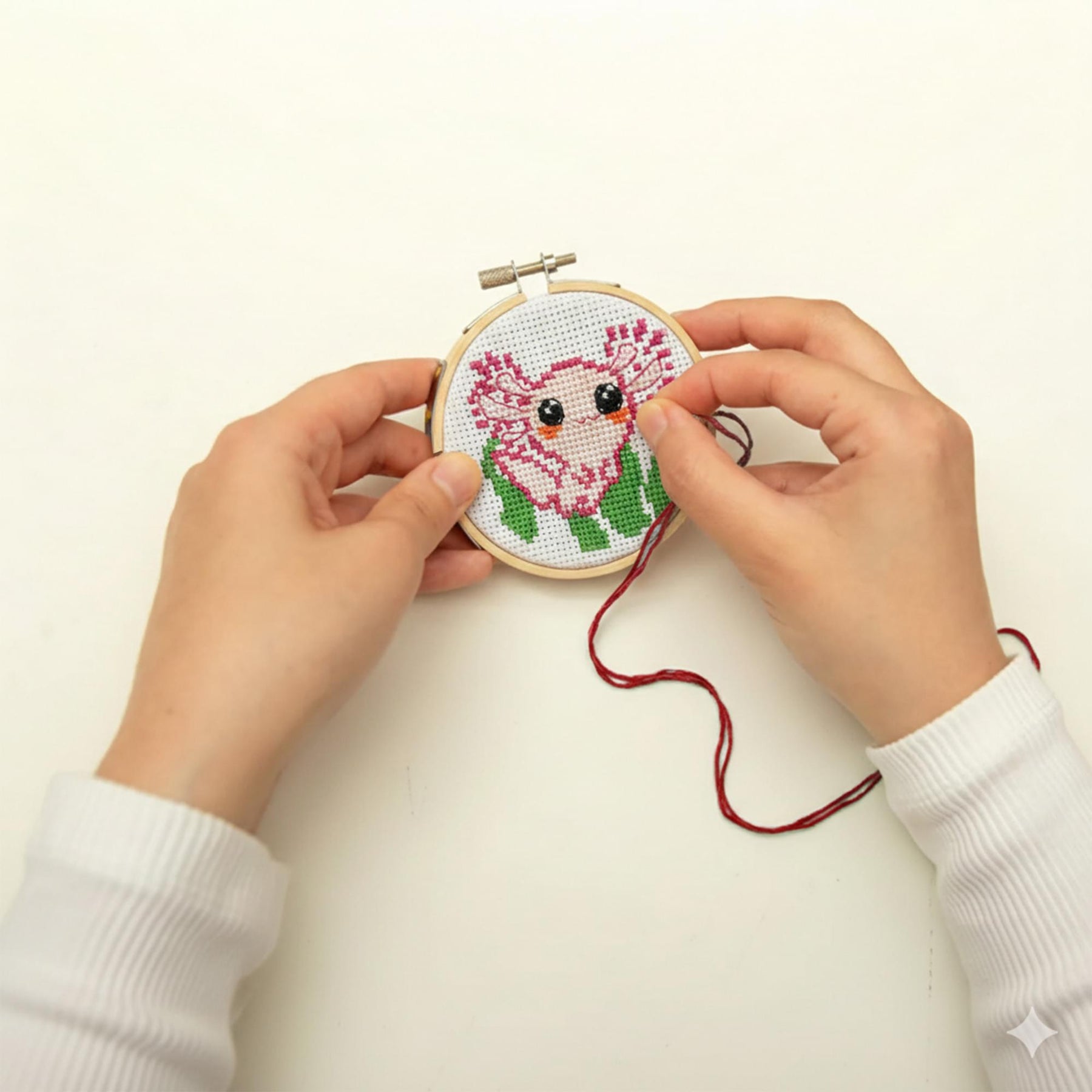 Axolotl Cross Stitch Embroidery Kit