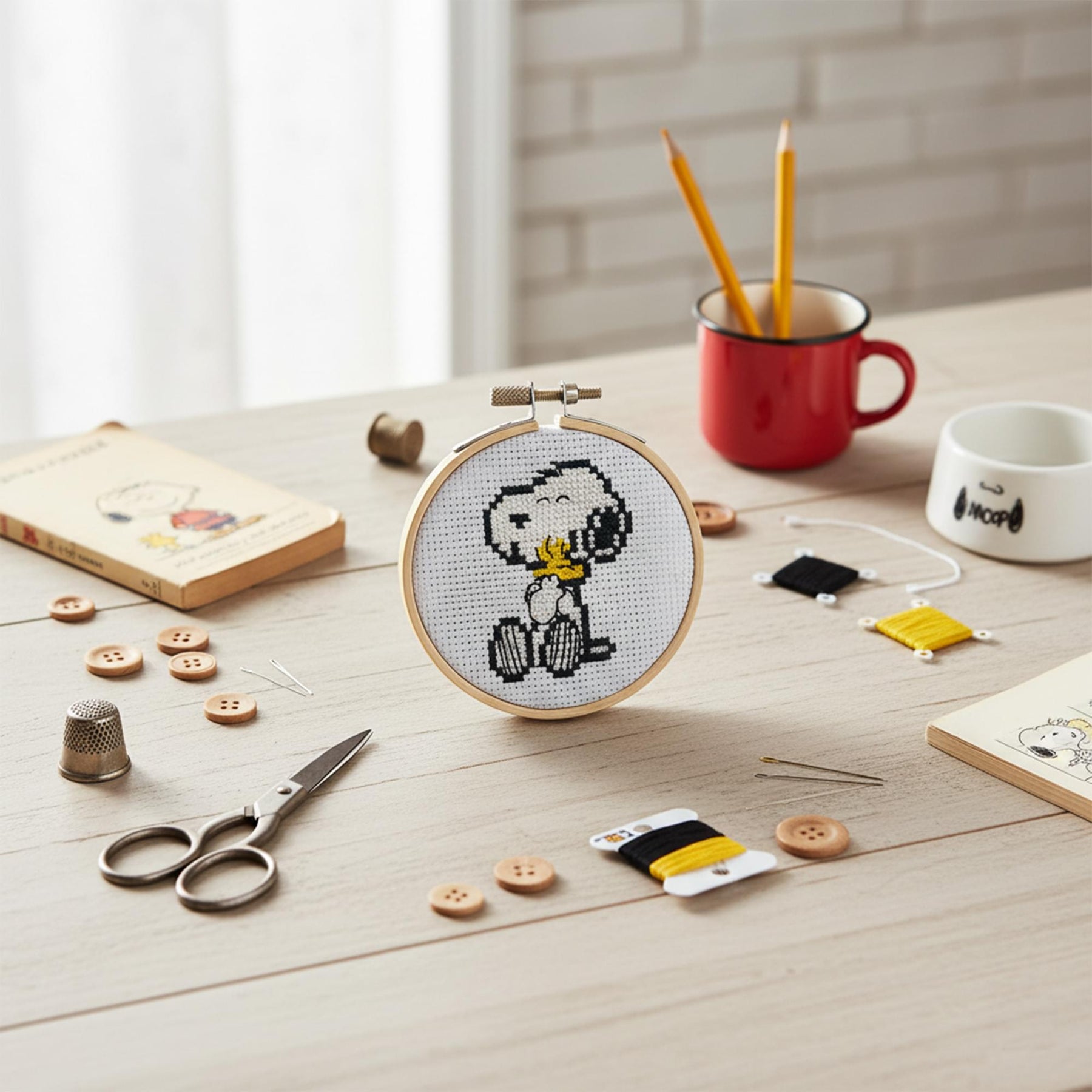 Peanuts Snoopy and Woodstock Hug Cross Stitch Embroidery Kit