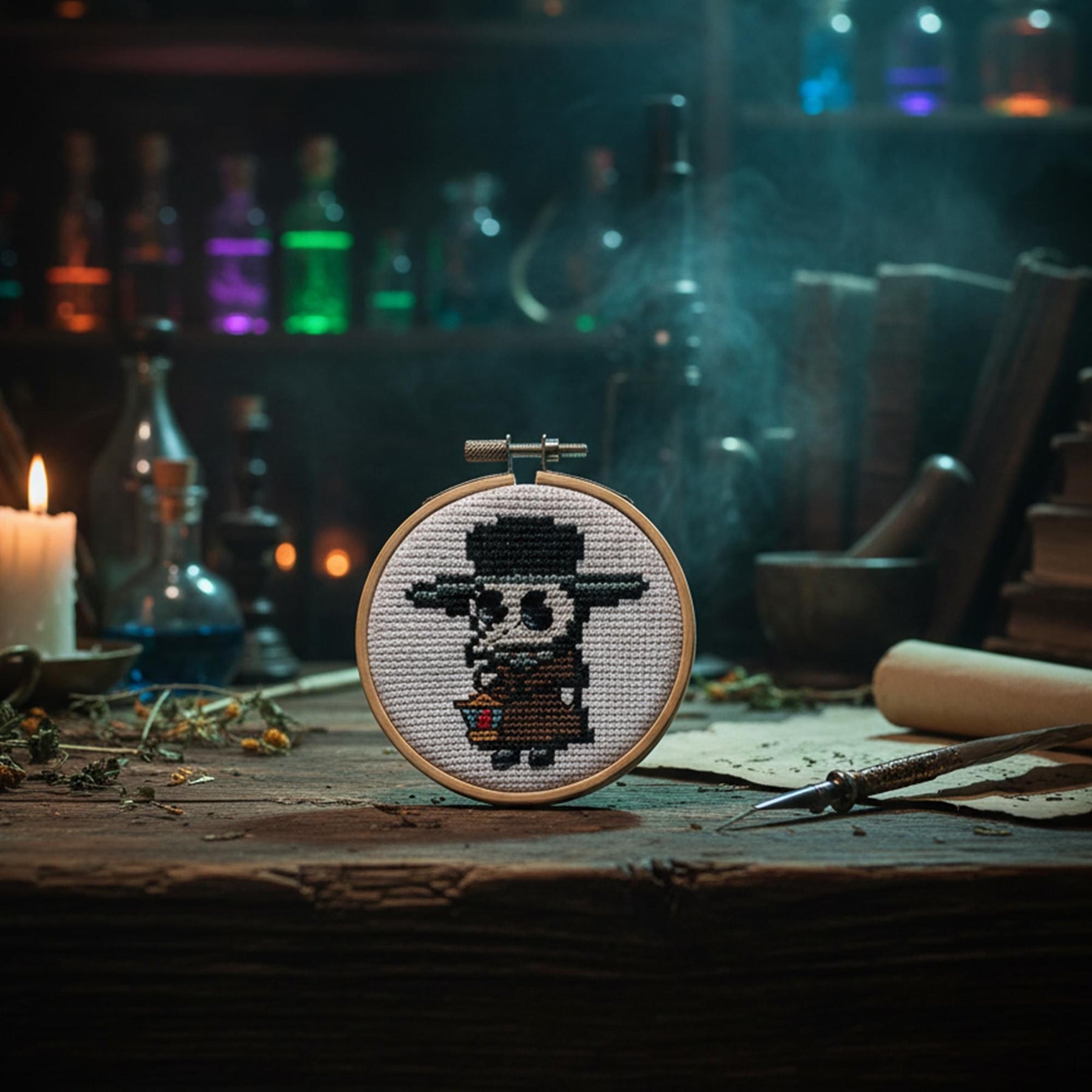 Plague Doctor Cross Stitch Embroidery Kit
