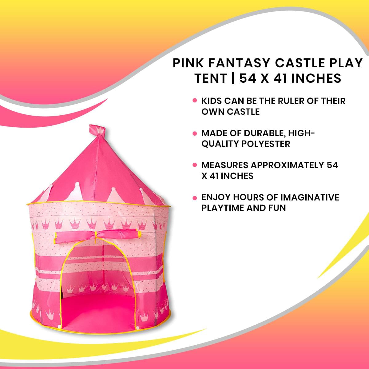 Pink Fantasy Castle Play Tent | 54 x 41 Inches