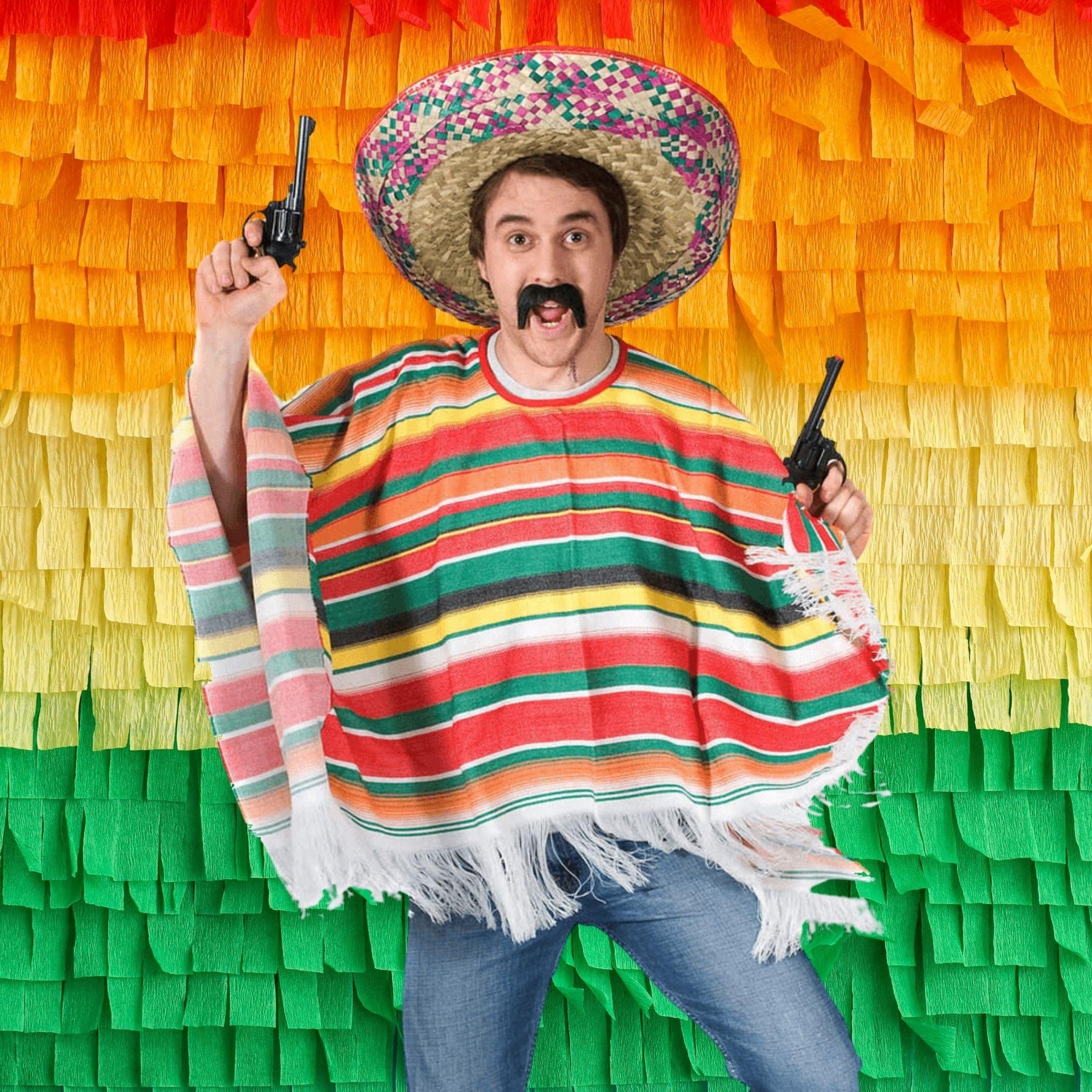 Rainbow Mexican Poncho Adult Costume