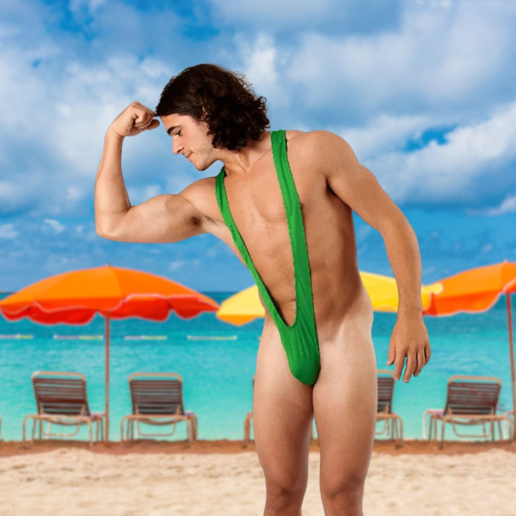 Borat Mankini Thong Swimsuit (luminous Green) Adult Costume