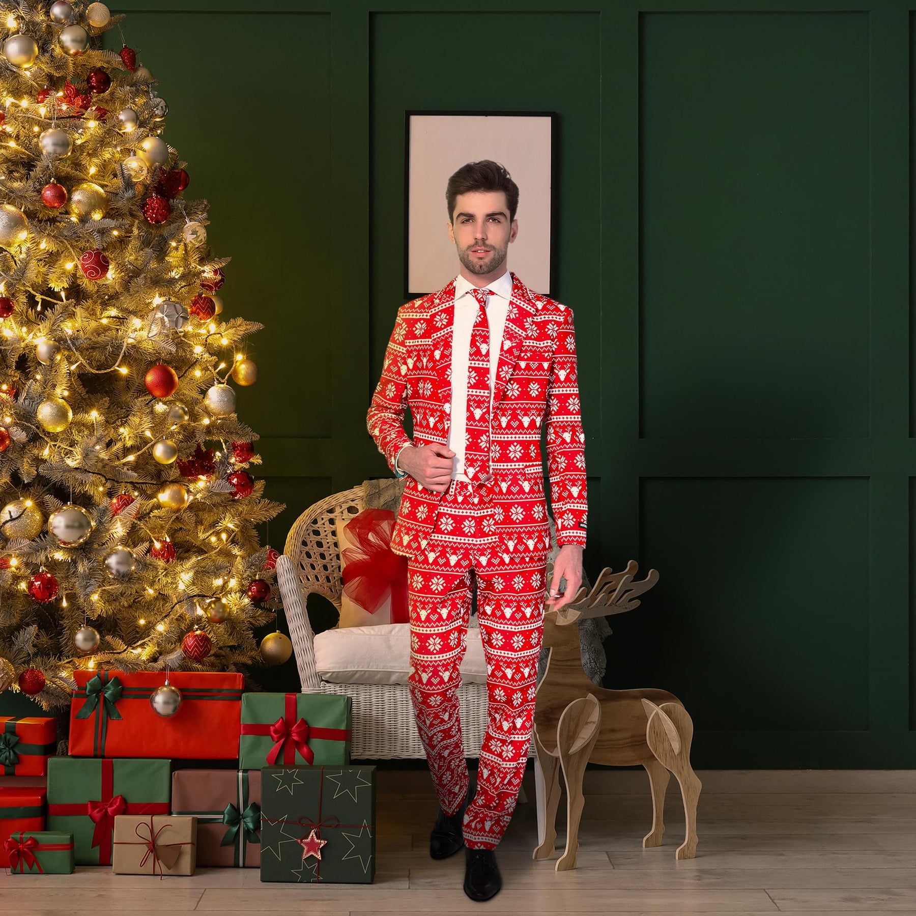 Red Nordic Christmas Men's Suitmeister