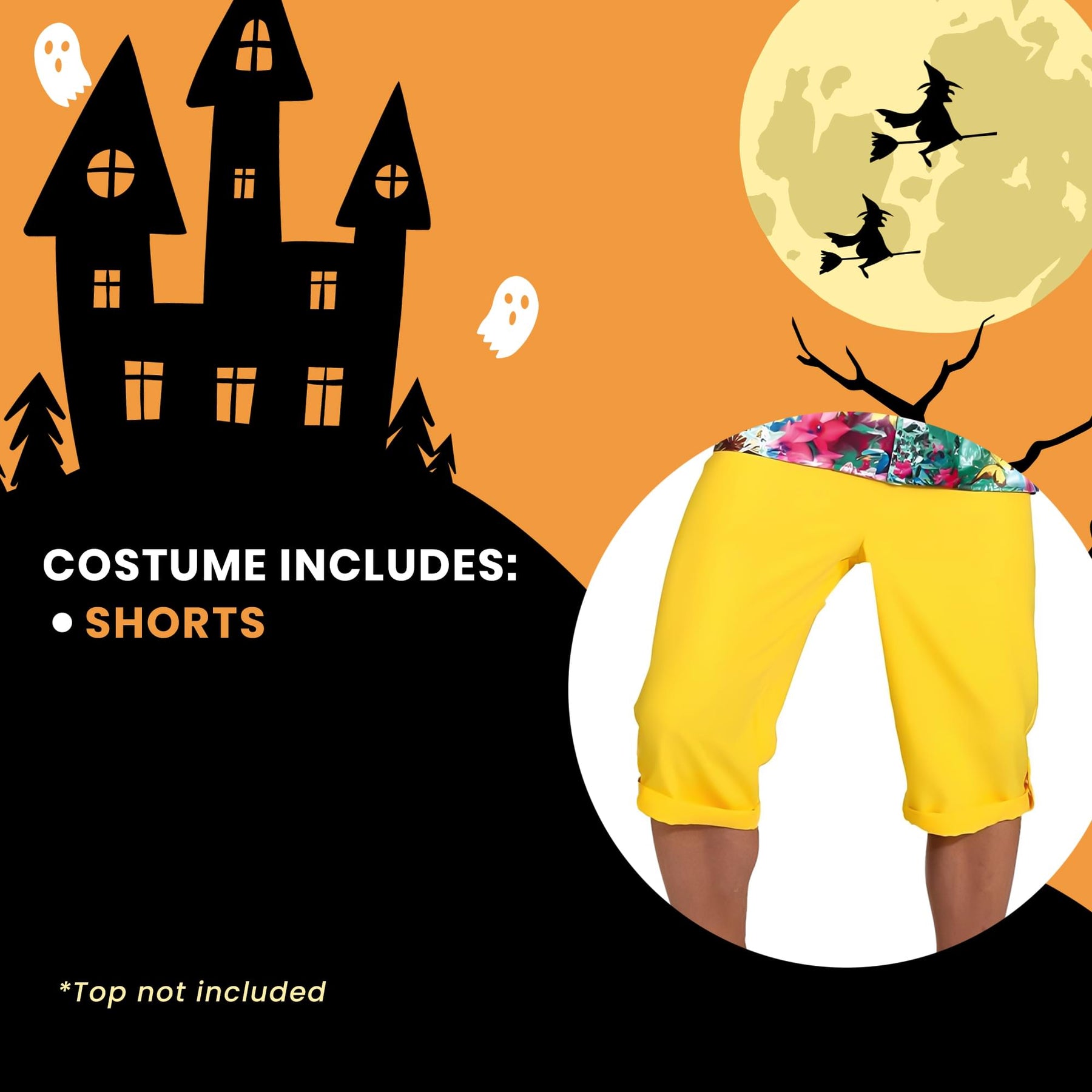 Mens Yellow Shorts Waist Size: Adult Costume