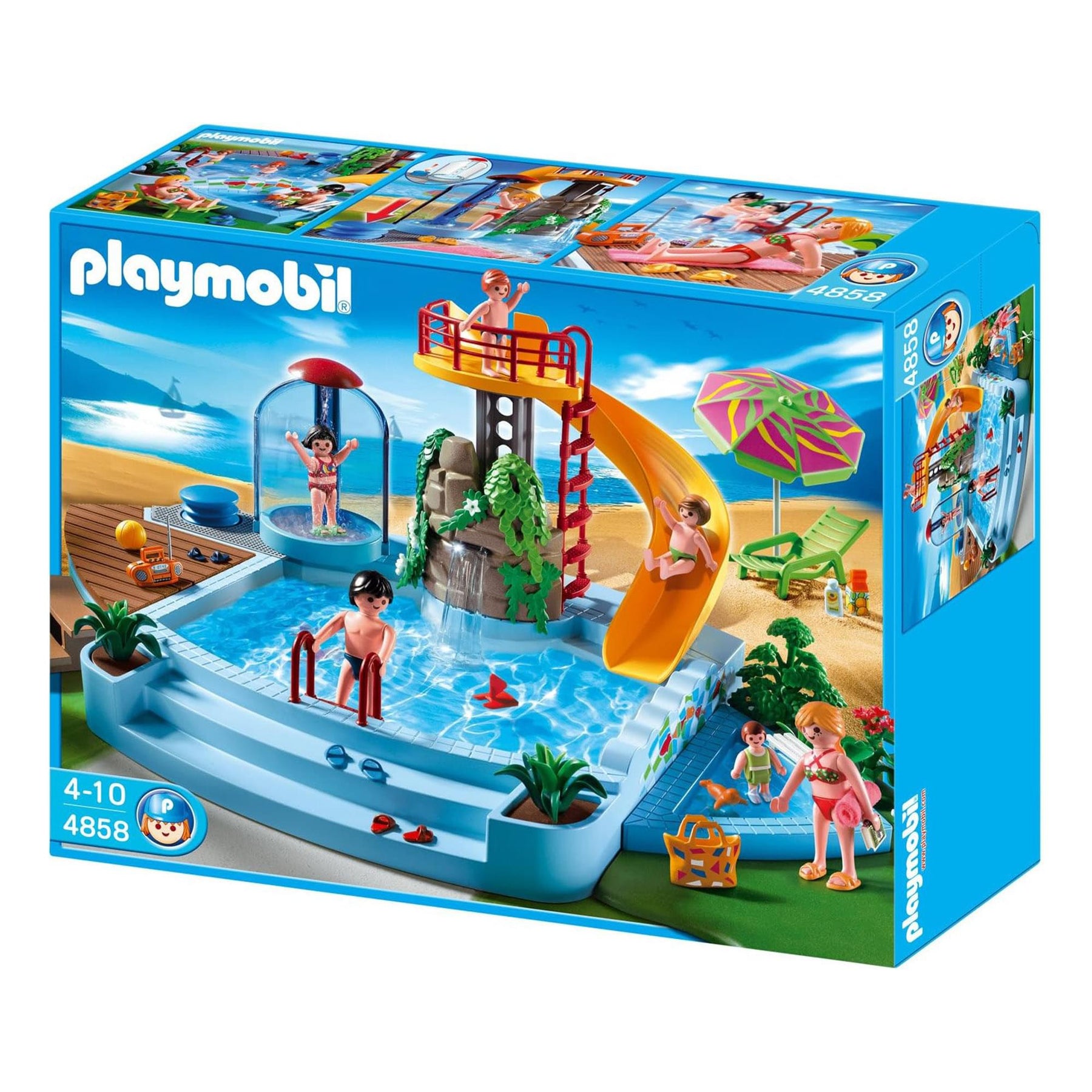 Playmobil 4858 Family Fun Pool with Slide 133 Piece Building Set