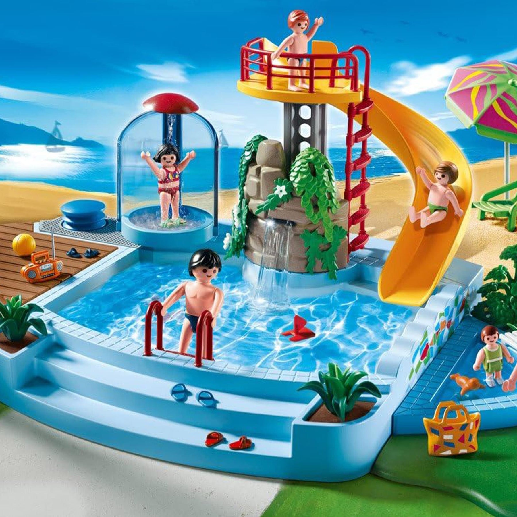 Playmobil 4858 Family Fun Pool with Slide 133 Piece Building Set