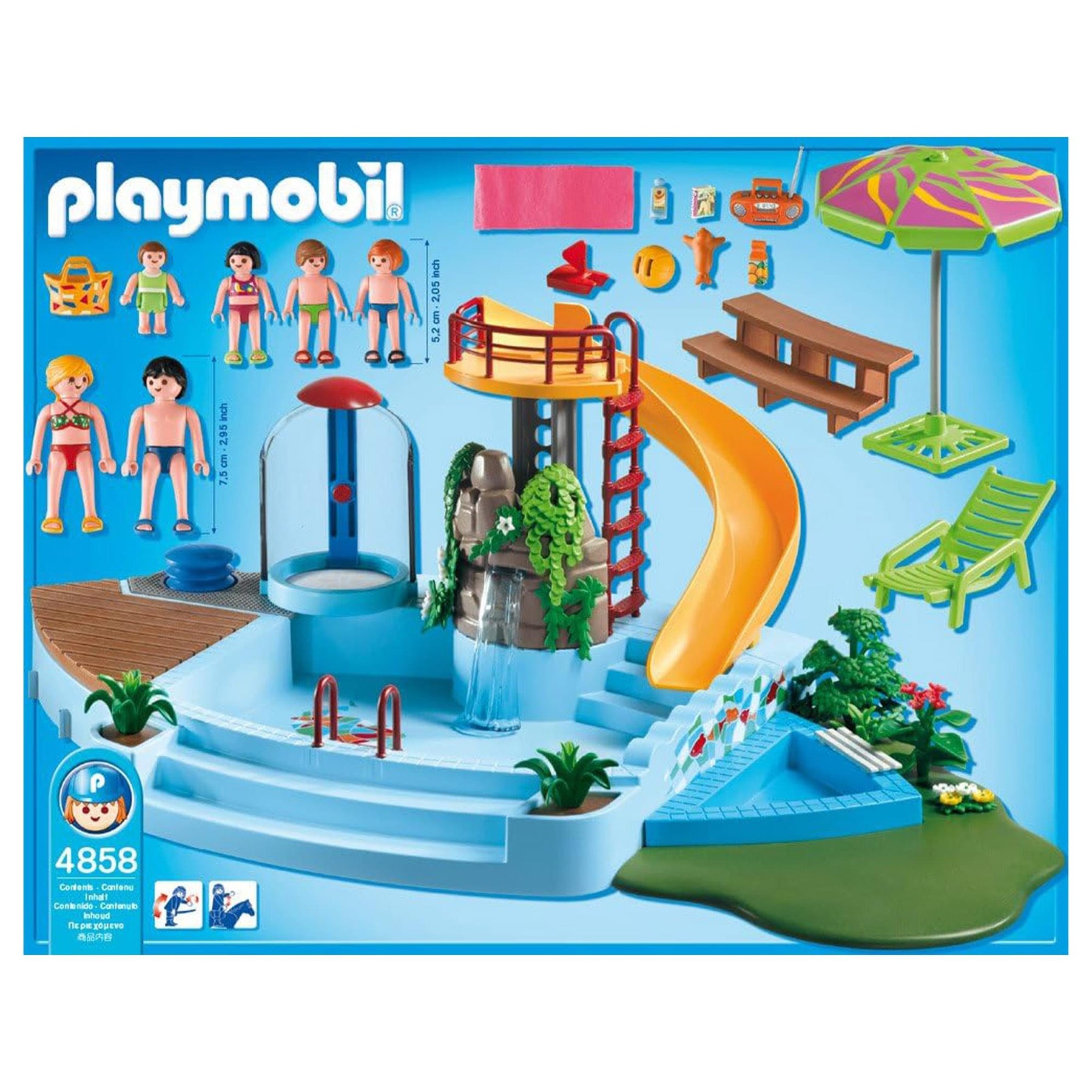 Playmobil 4858 Family Fun Pool with Slide 133 Piece Building Set