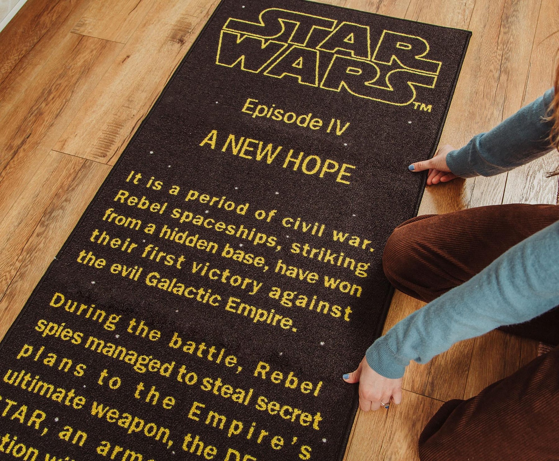 Star Wars: A New Hope Title Crawl Printed Area Rug | 26 x 77 Inches