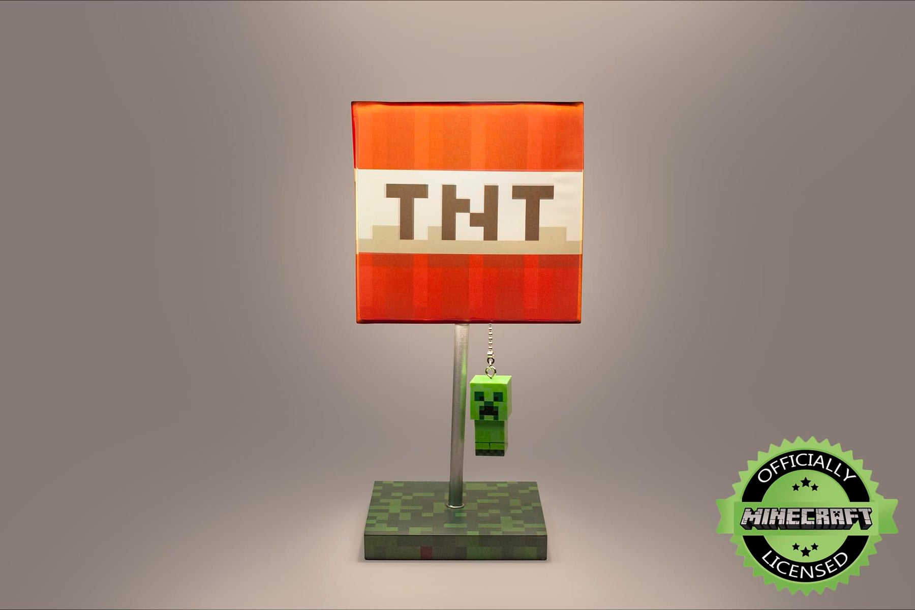 Minecraft TNT Block Desk Lamp with 3D Creeper Puller | 14-Inch LED Lamp Light