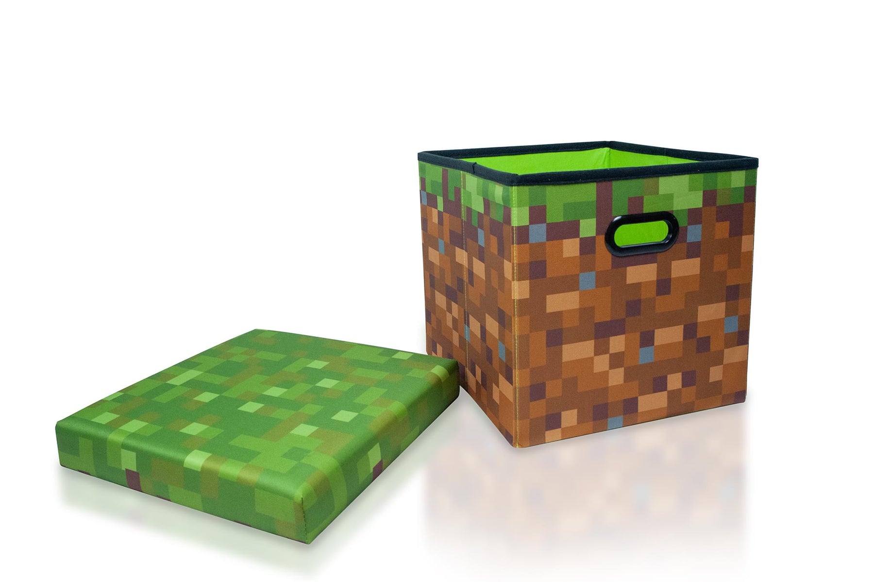 Minecraft Grass Block Storage Tote | Minecraft Storage Cube | 15-Inch Box & Lid
