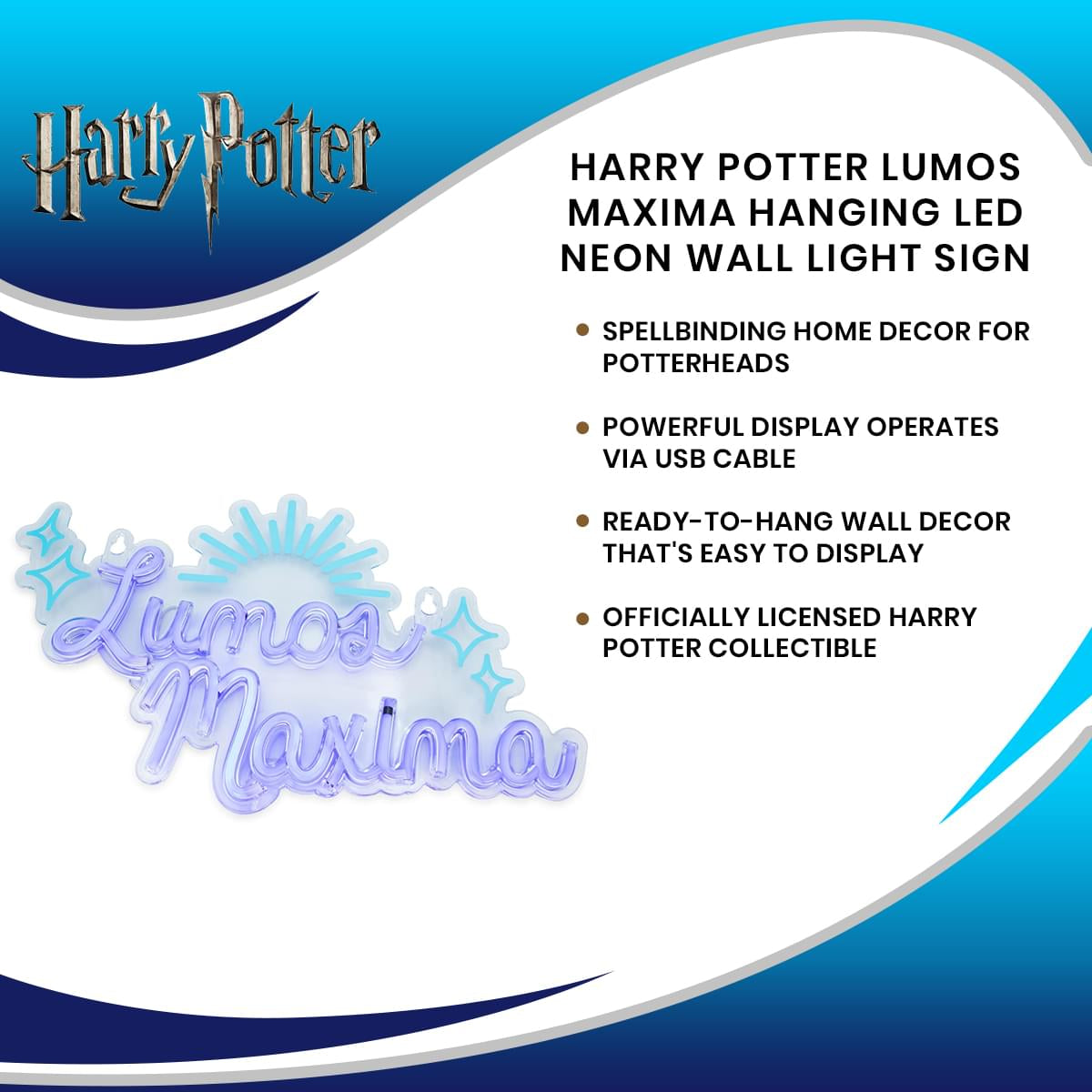 Harry Potter Lumos Maxima Hanging LED Neon Wall Light Sign