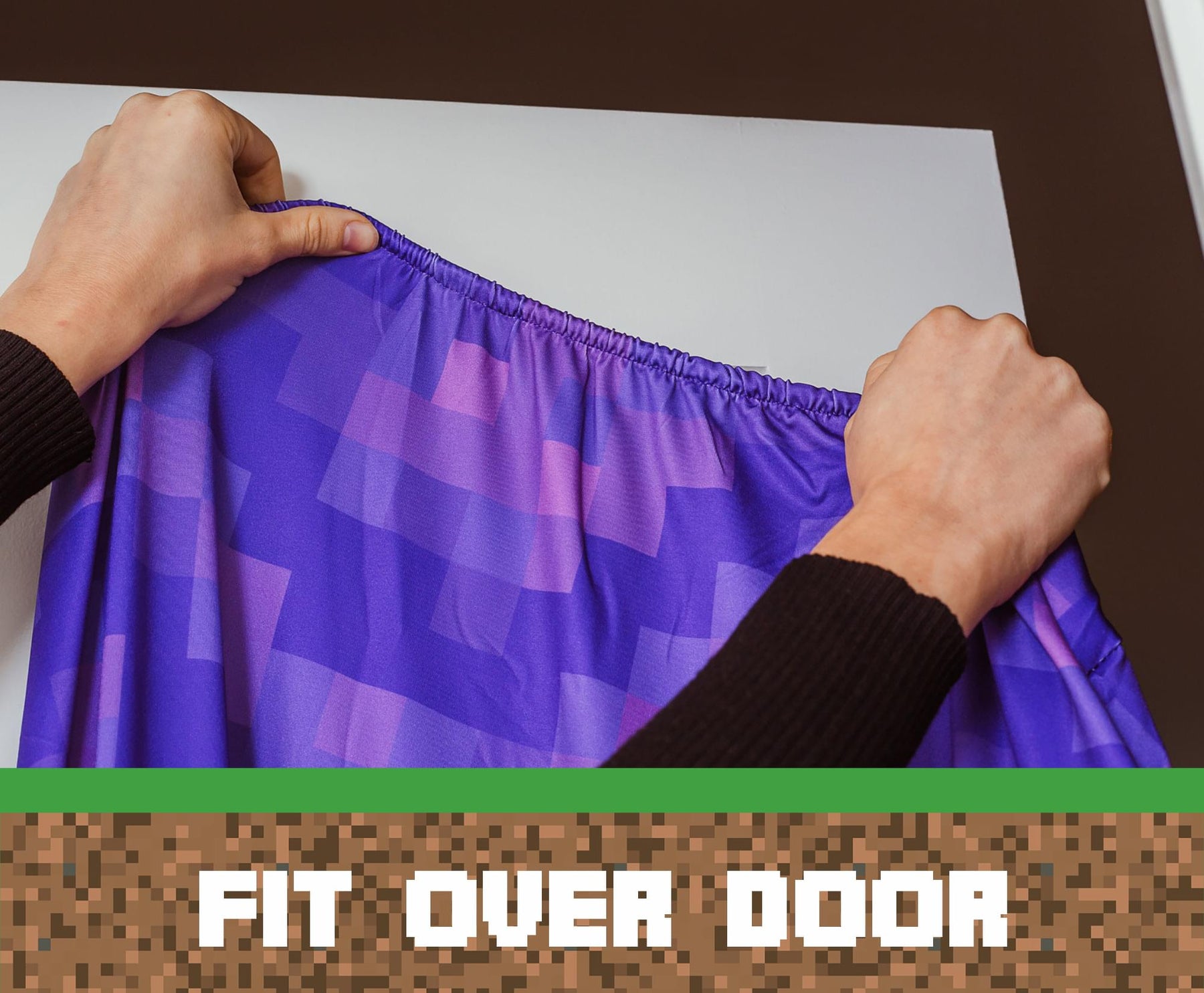 Minecraft Purple Nether Portal Gateway Fabric Door Cling | 34 x 82 Inches
