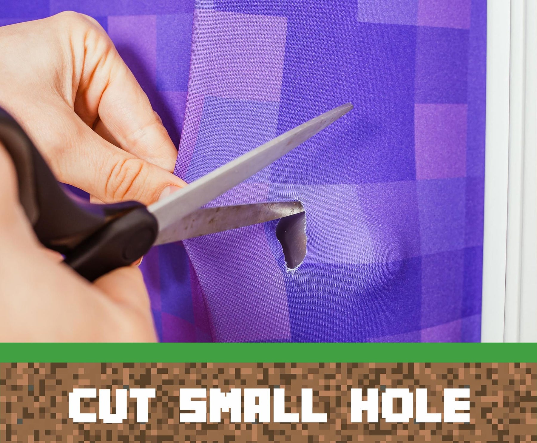 Minecraft Purple Nether Portal Gateway Fabric Door Cling | 34 x 82 Inches