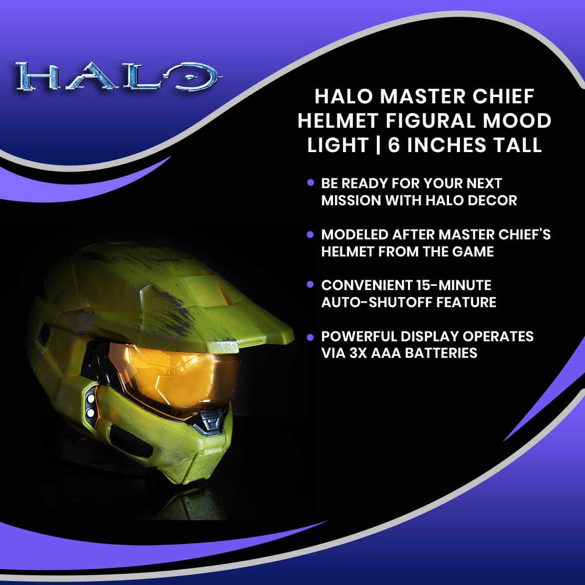 HALO Master Chief Helmet Figural Mood Light | 6 Inches Tall