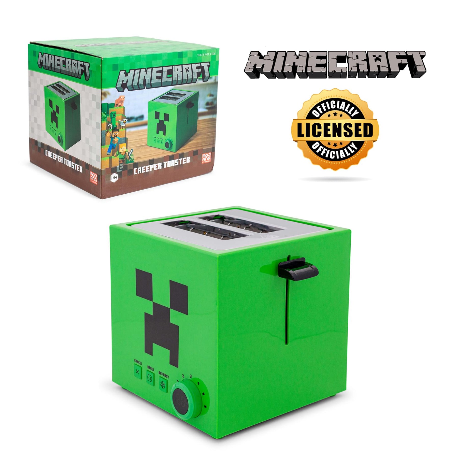 Minecraft Green Creeper 2-Slice Toaster With Imprint Feature